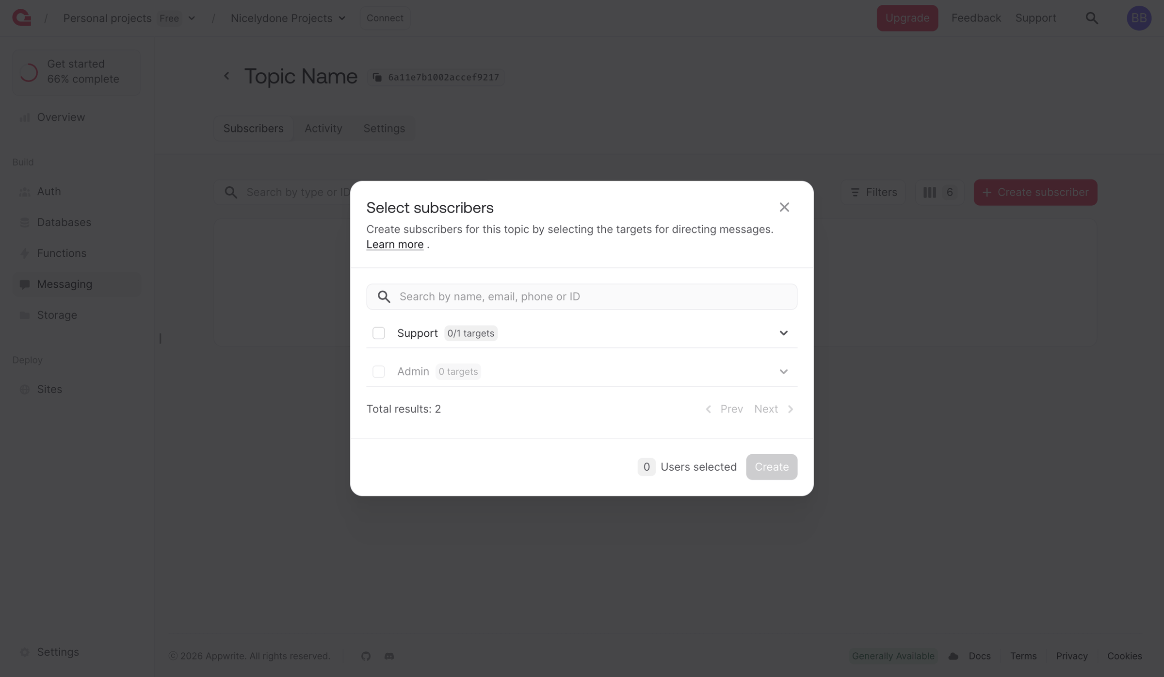 Appwrite - Topic - Appwrite screen