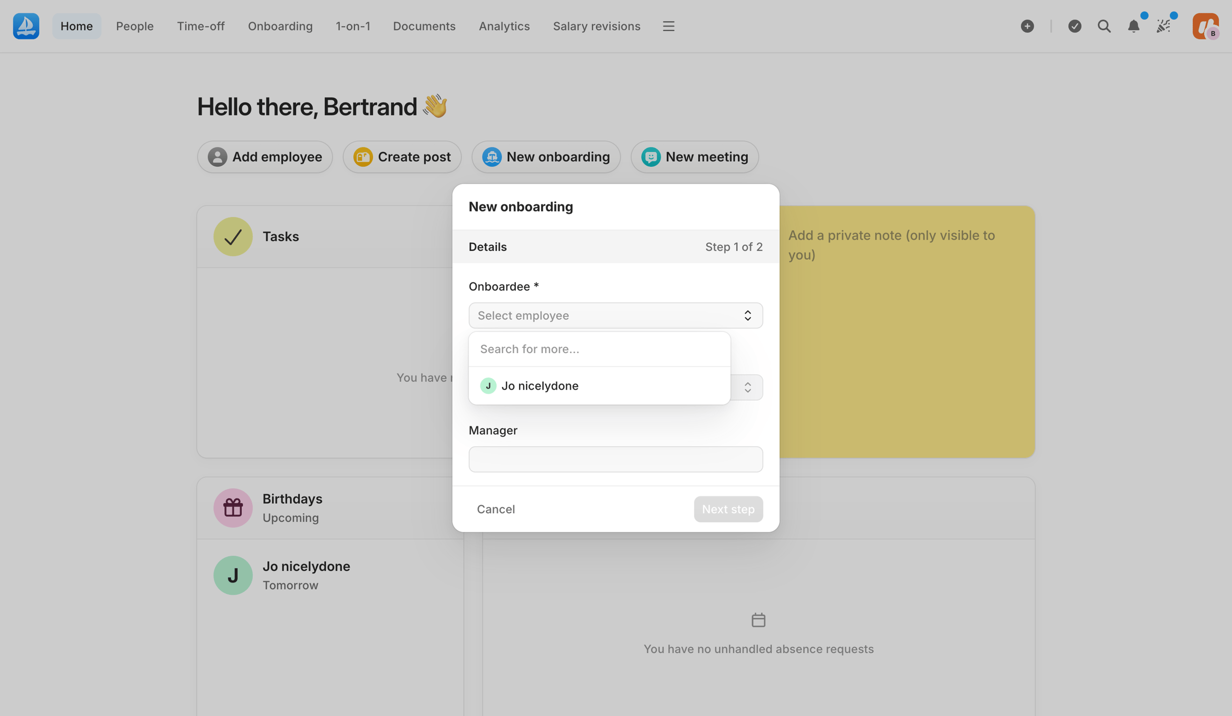 Aboard - Dashboard | Aboard screen