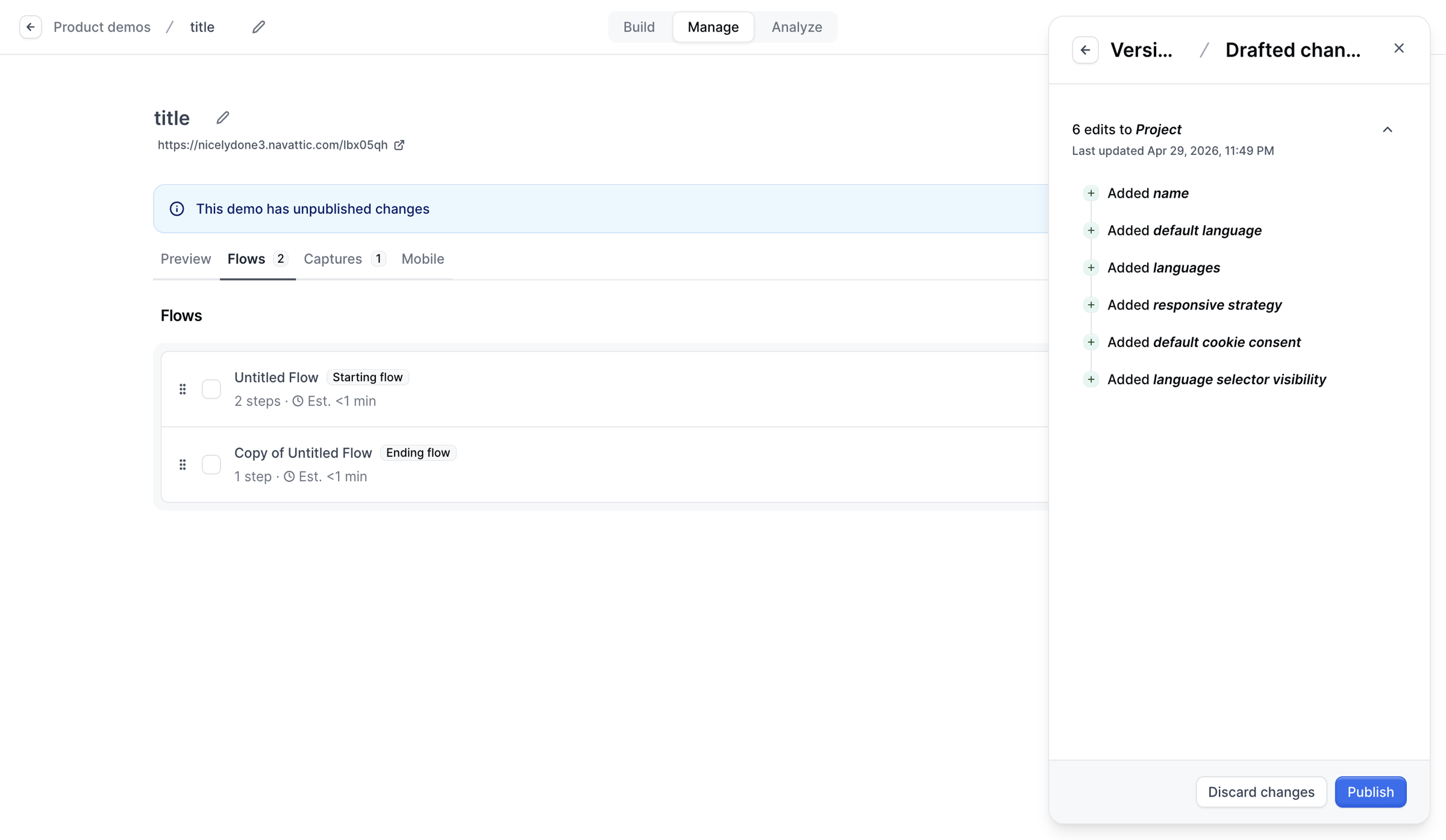 Navattic - Builder - Untitled Flow screen