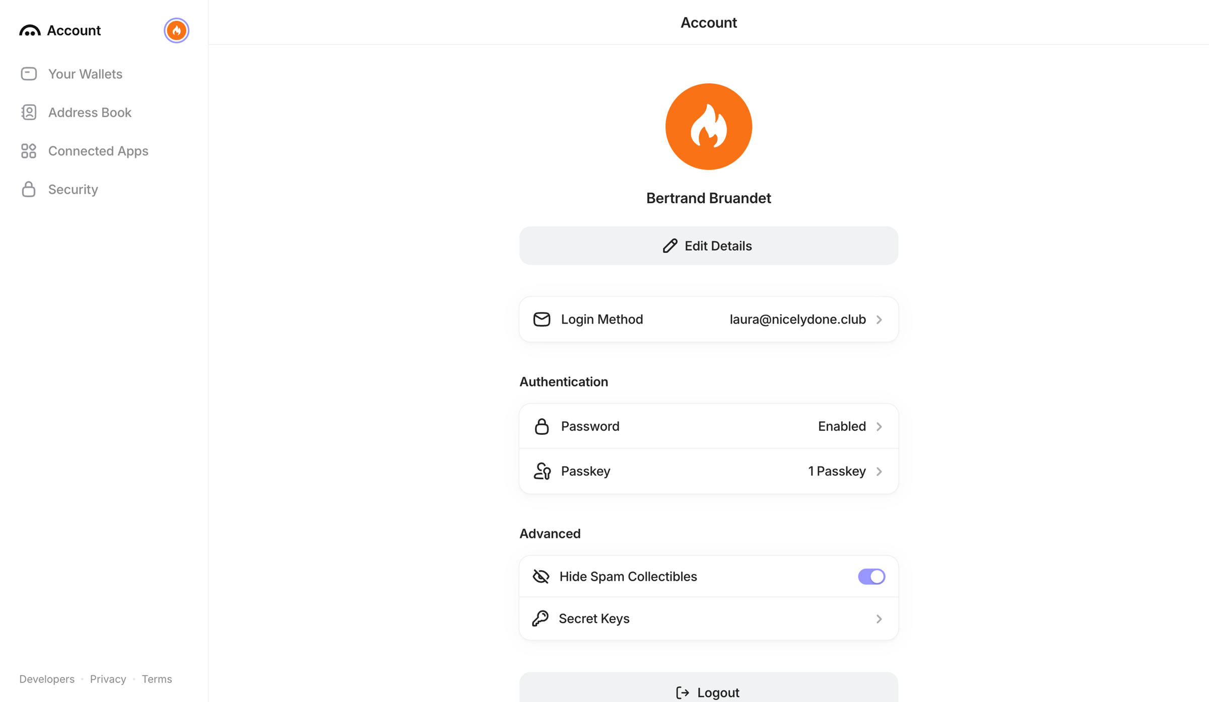Family - Aave Account screen