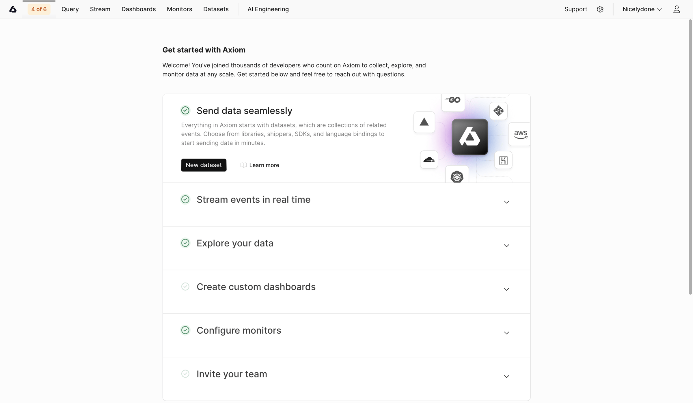 Axiom - Getting Started screen