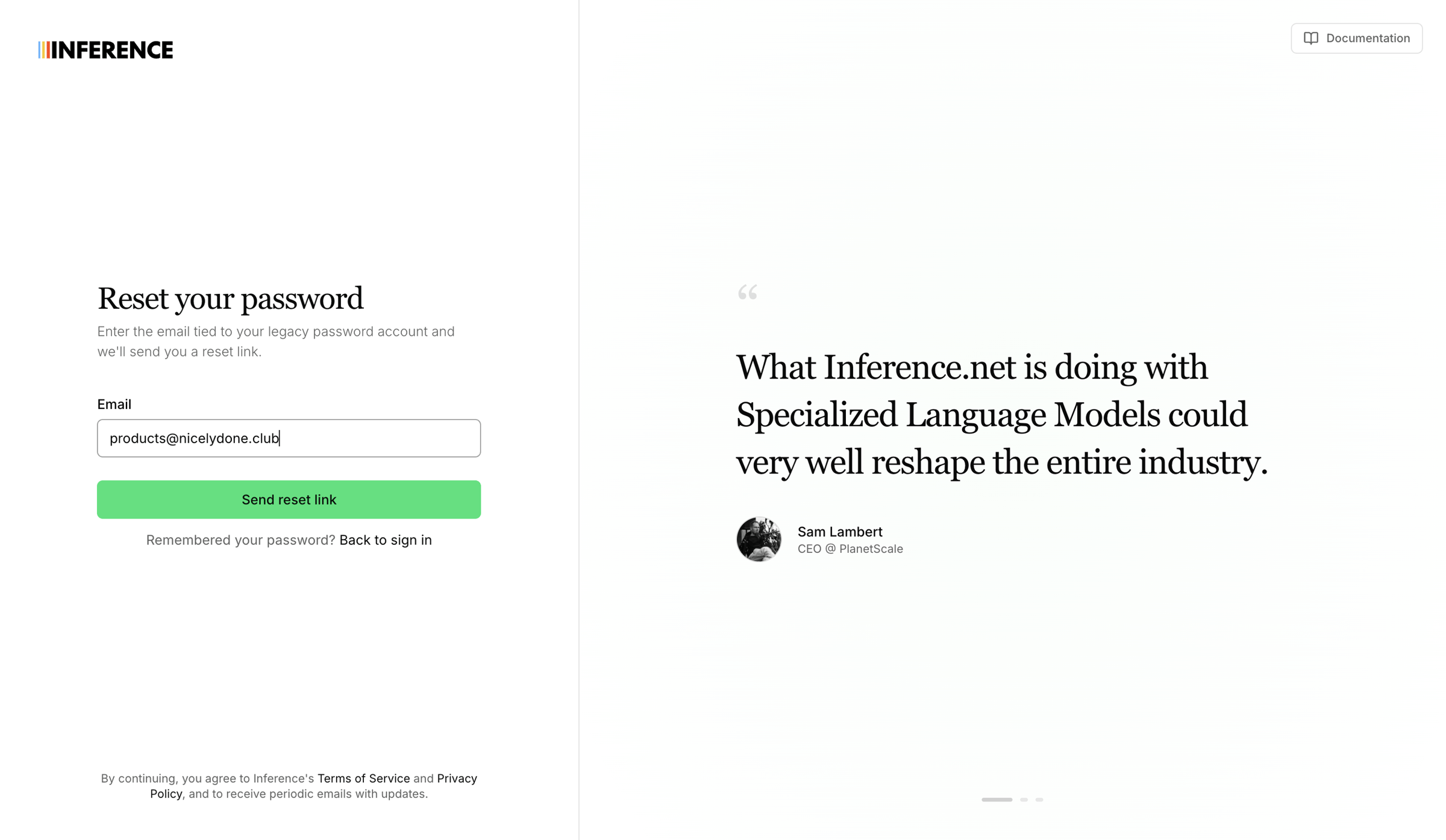 Inference - Inference.net | Full-Stack LLM Lifecycle Platform screen