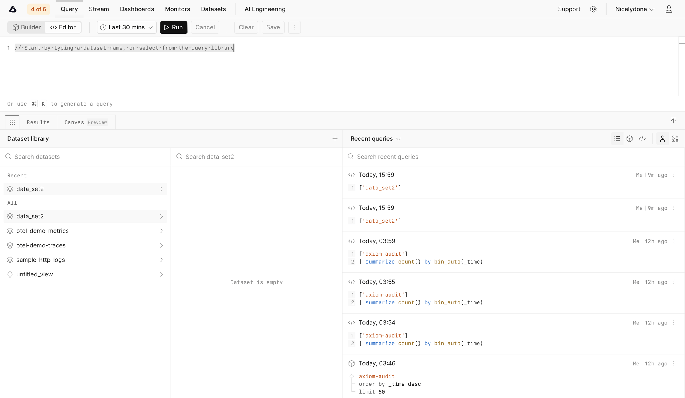 Axiom - Query screen