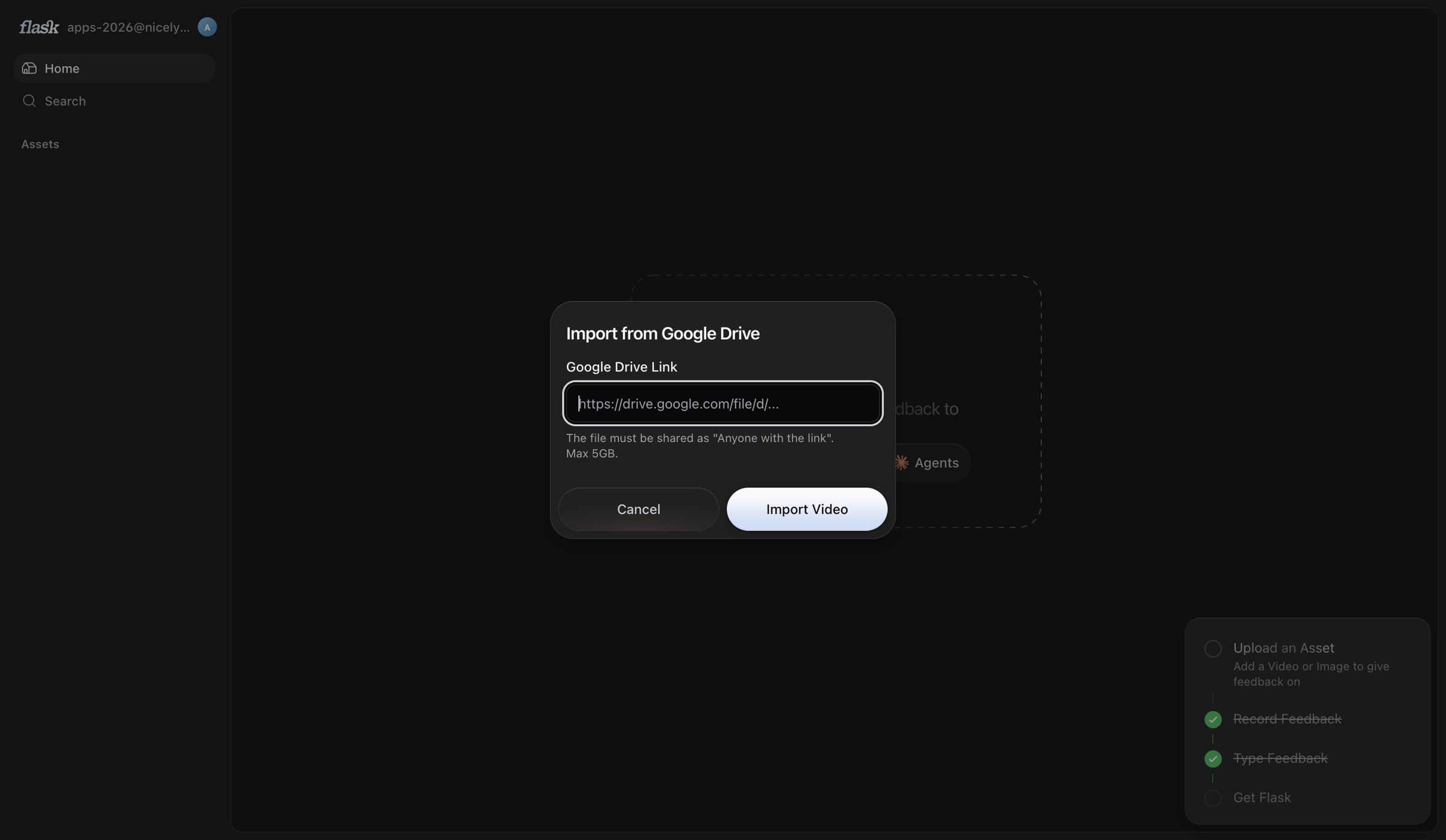 Flask screen