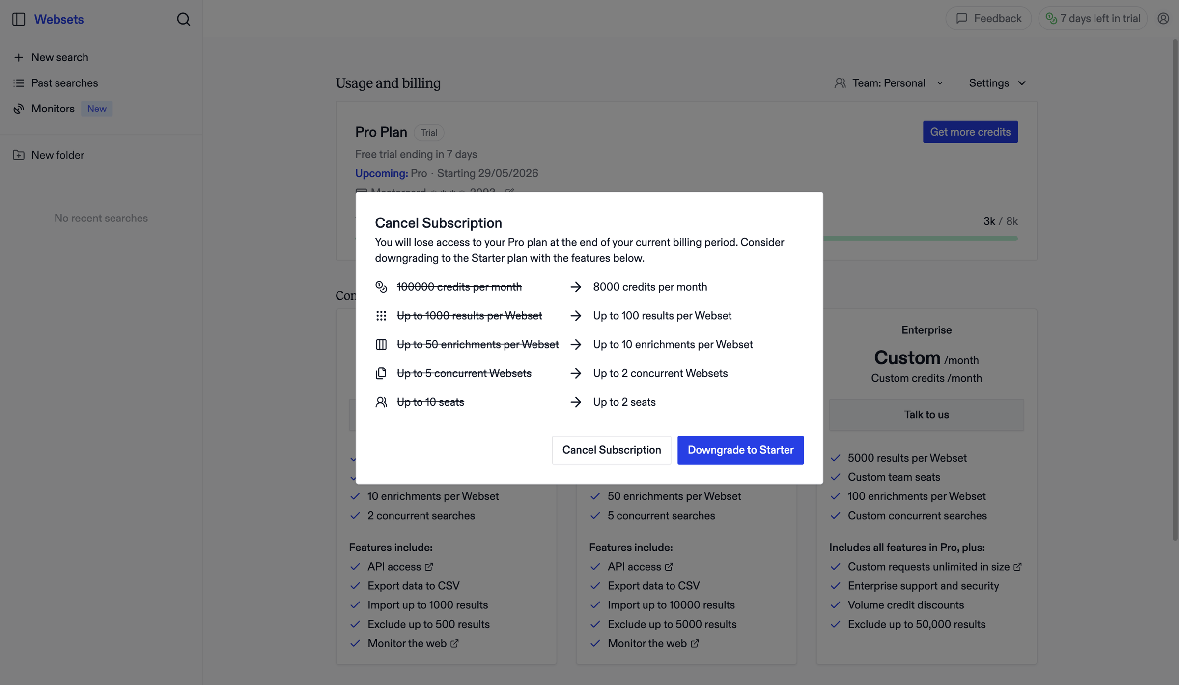 Exa - Exa Websets | People Search & B2B Lead Generation screen