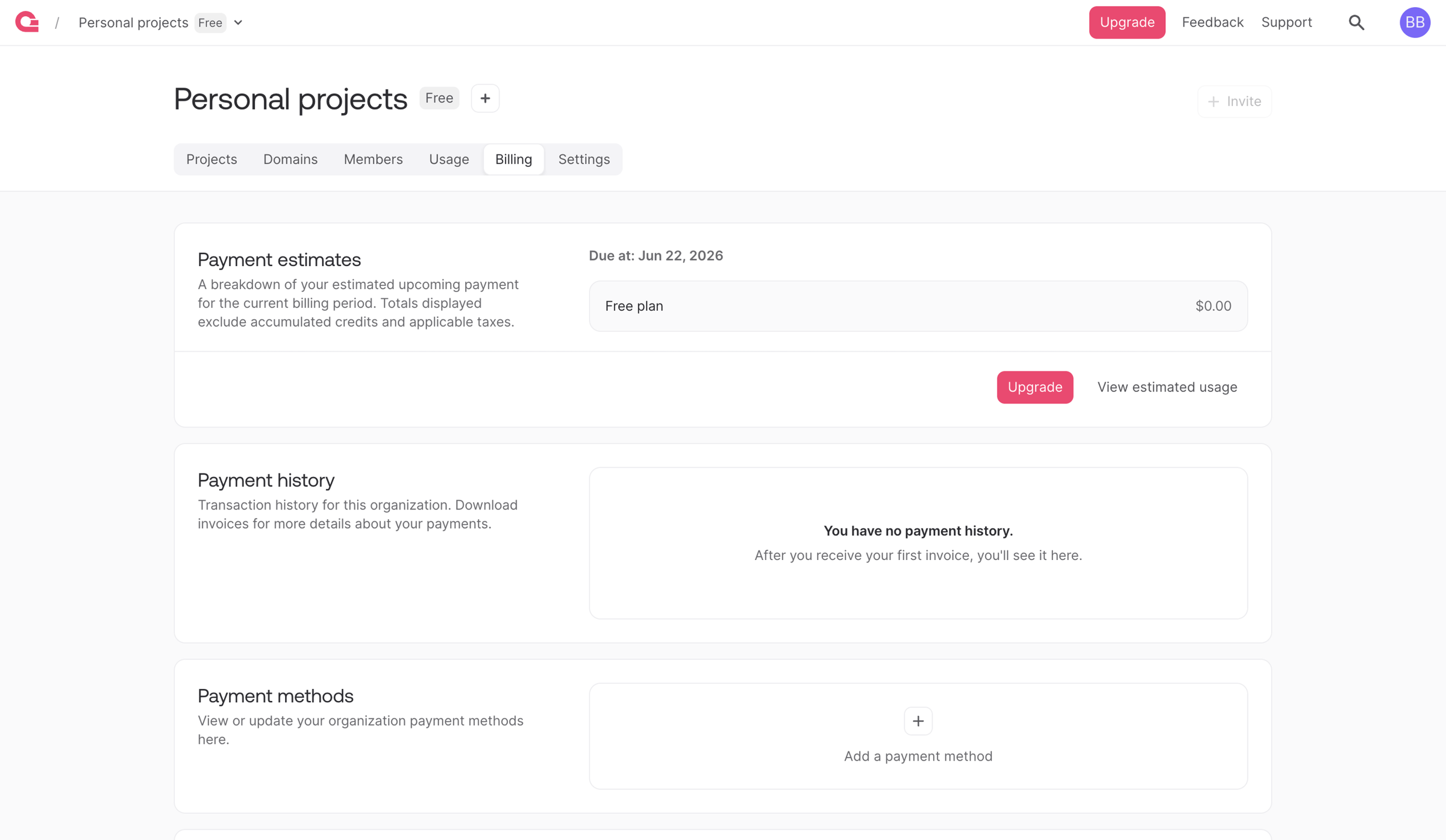 Appwrite - Organizations - Appwrite screen