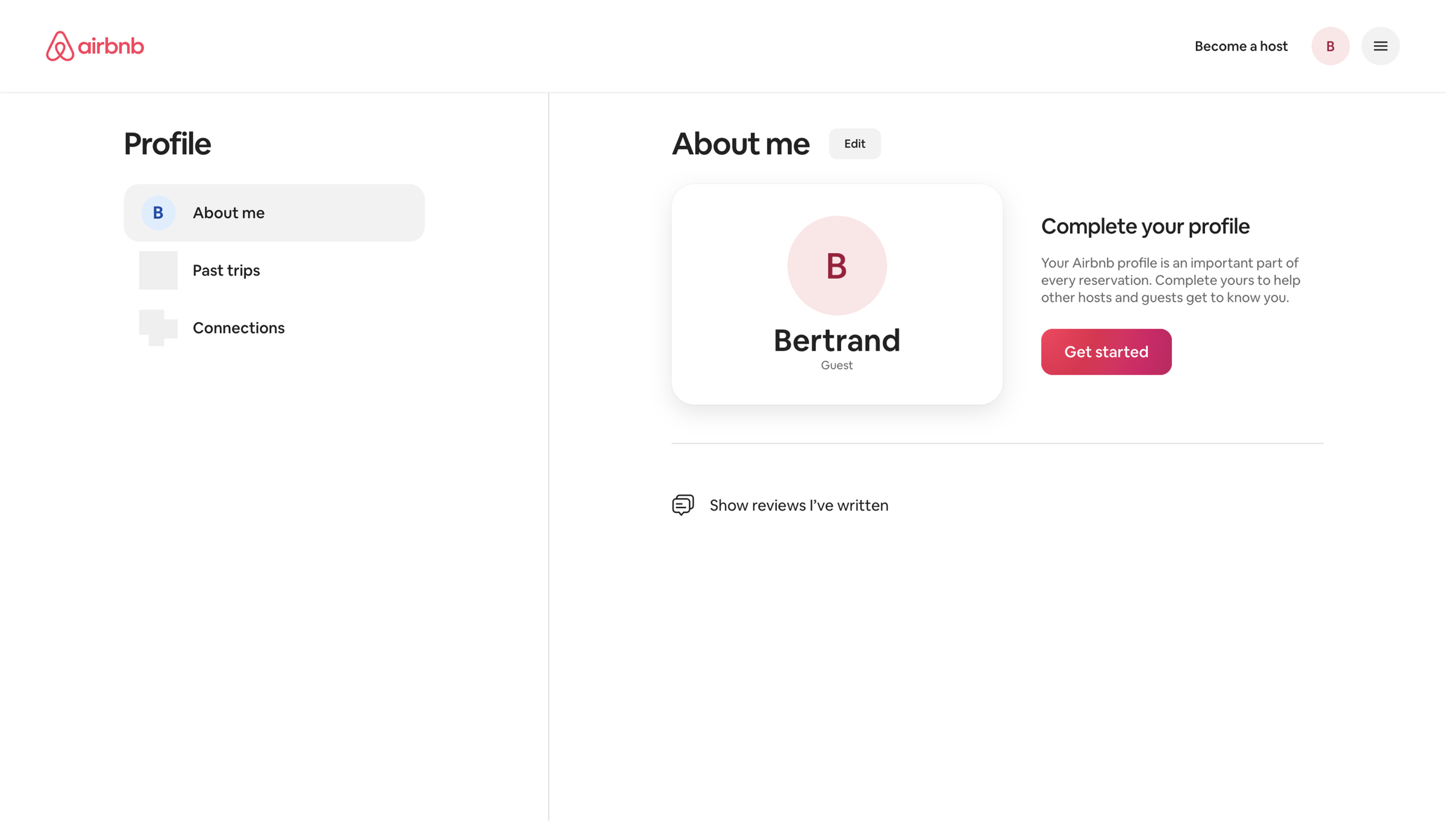 Airbnb - Profile · Airbnb screen