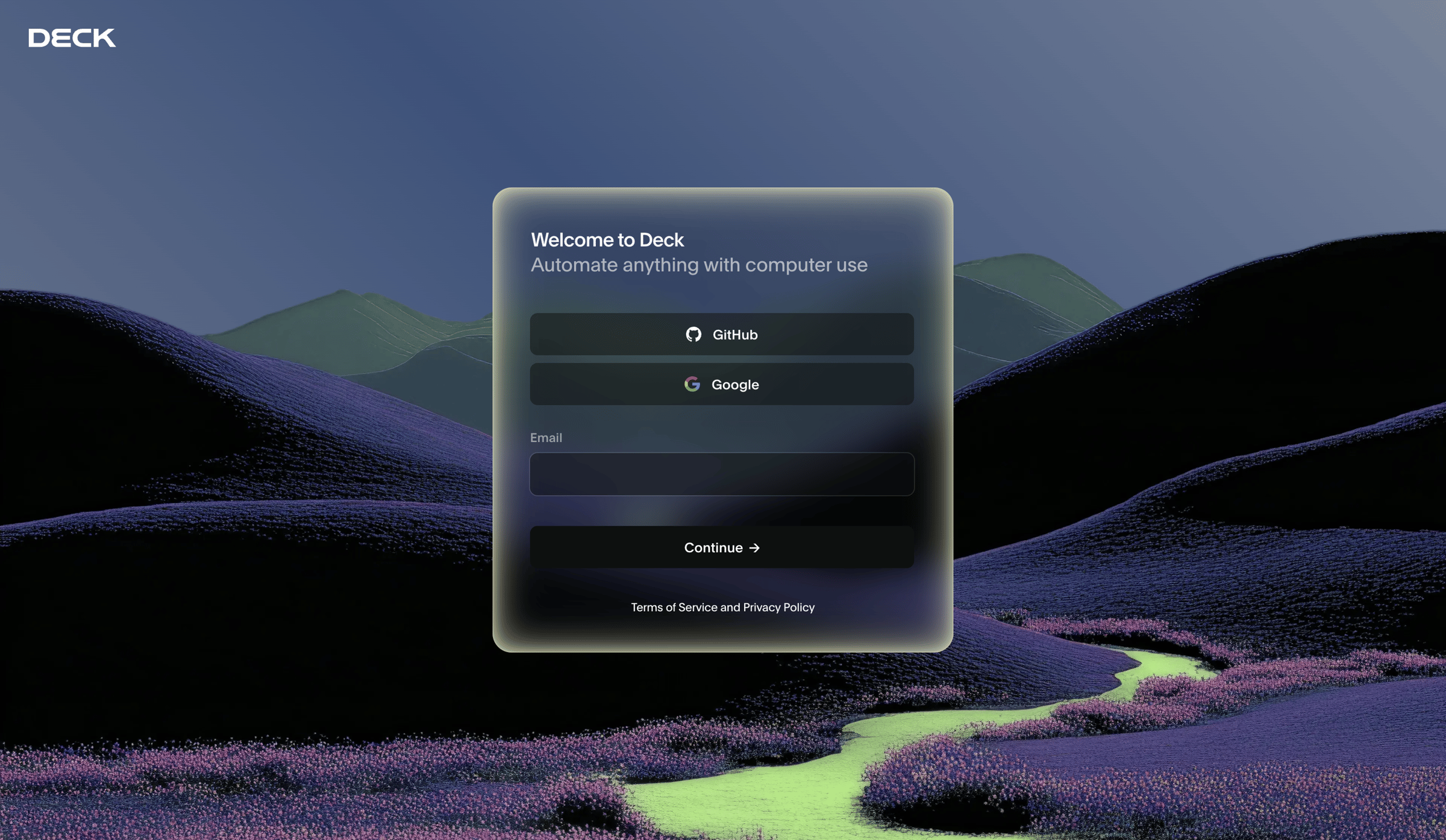 Deck - Deck Console screen