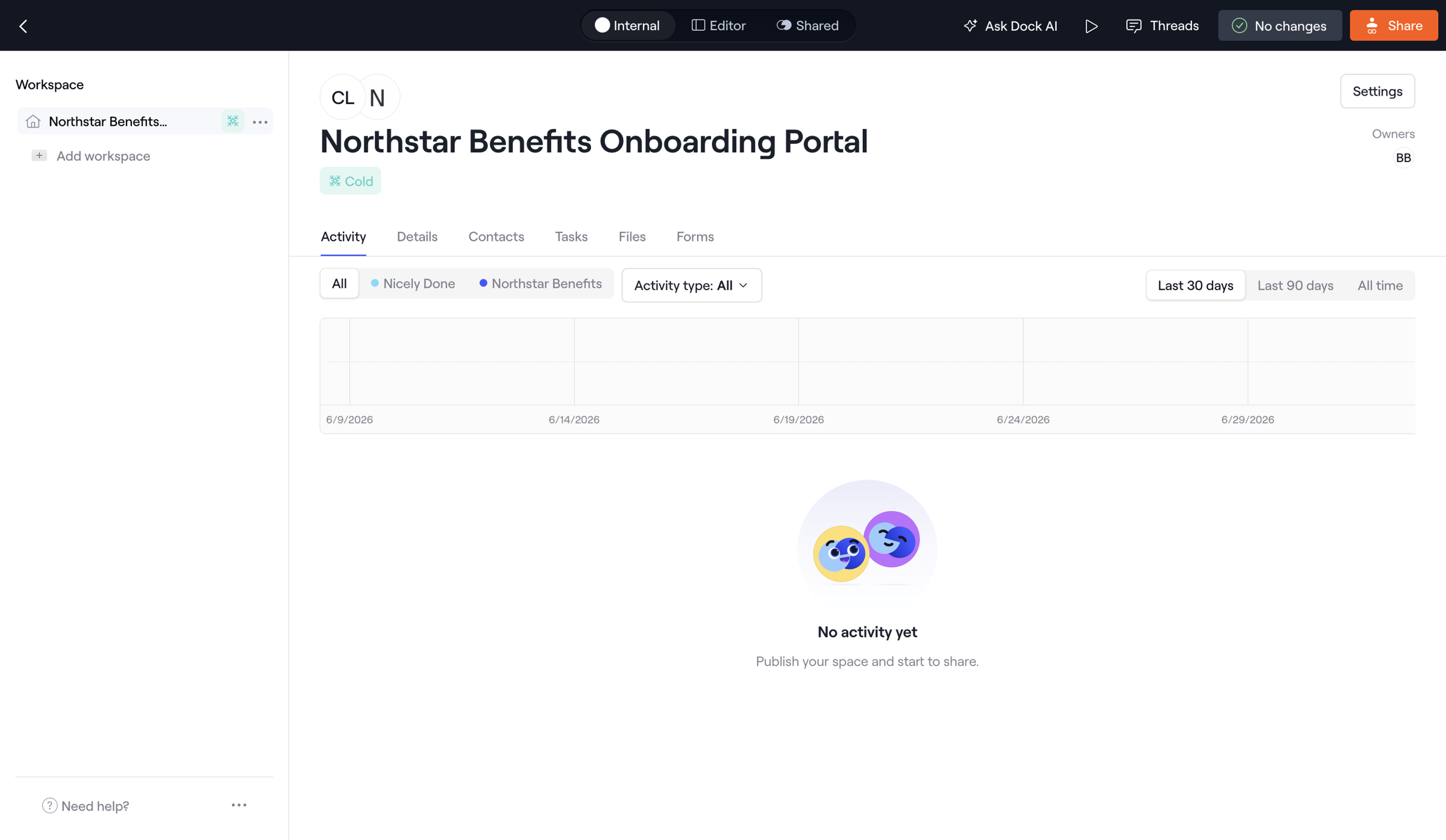 Dock - Internal · Northstar Benefits Onboarding Portal screen