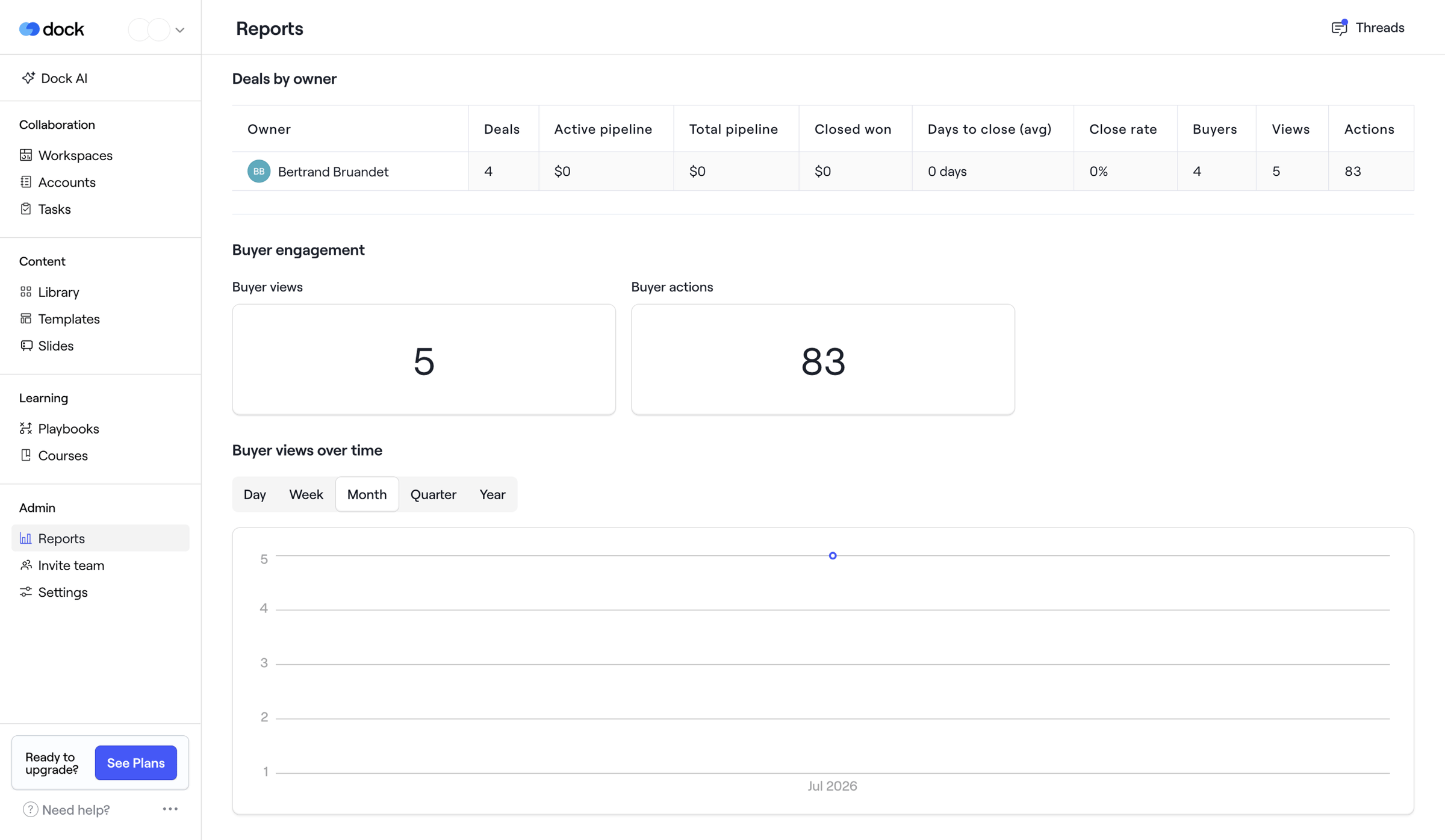 Dock - Reports · Dock screen