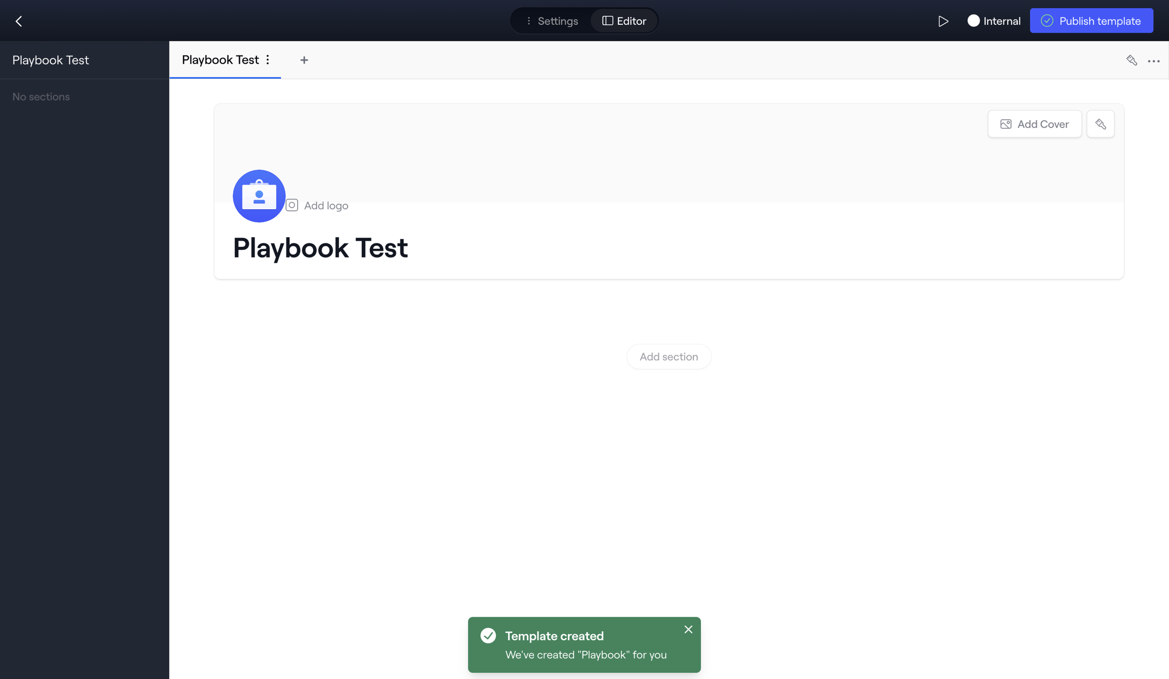 Dock - Editing: Playbook screen