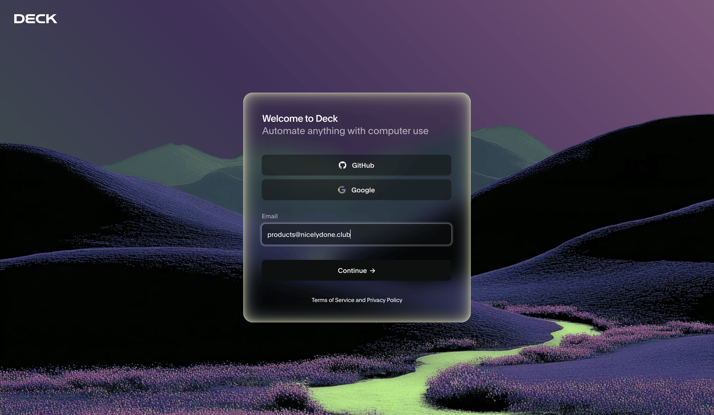 Deck - Deck Console screen