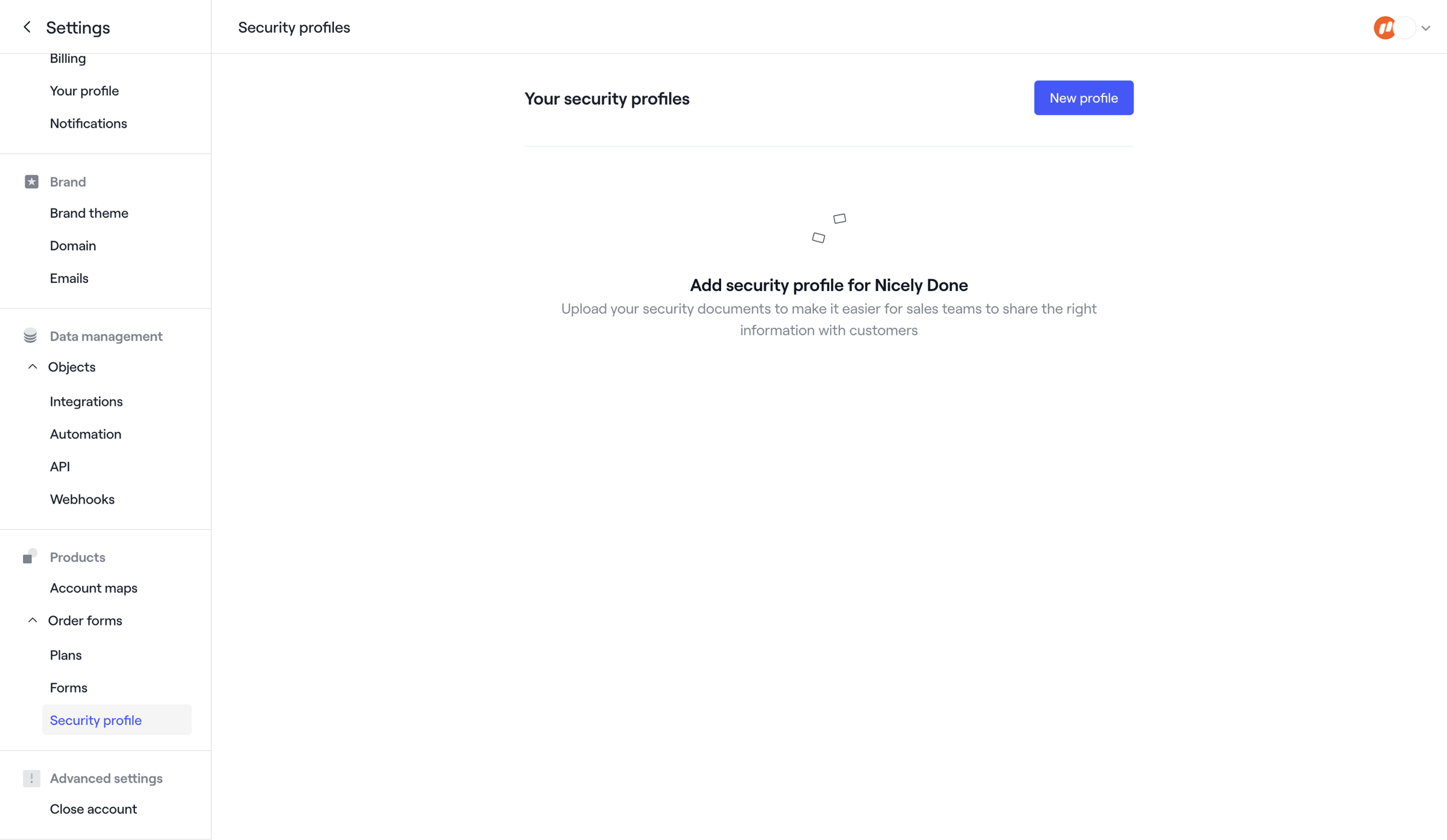 Dock - Security profiles · Dock screen