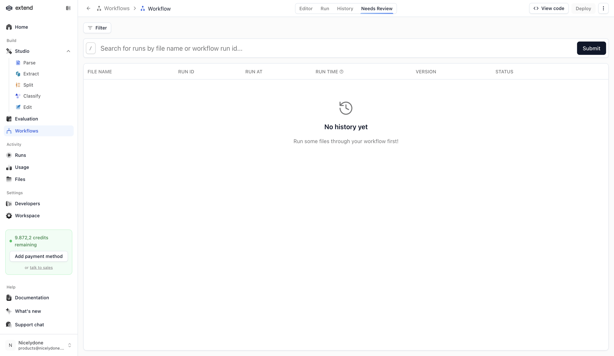 Extend - Workflow | extend screen