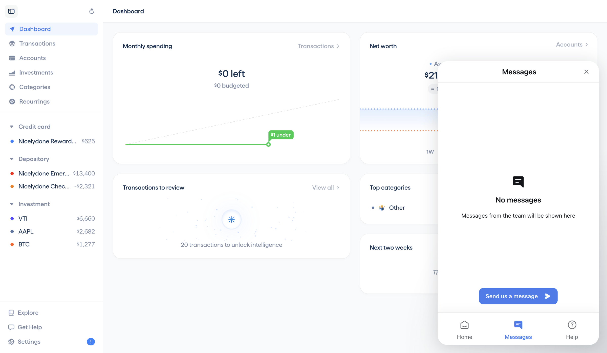 Copilot - Copilot Money | Dashboard screen