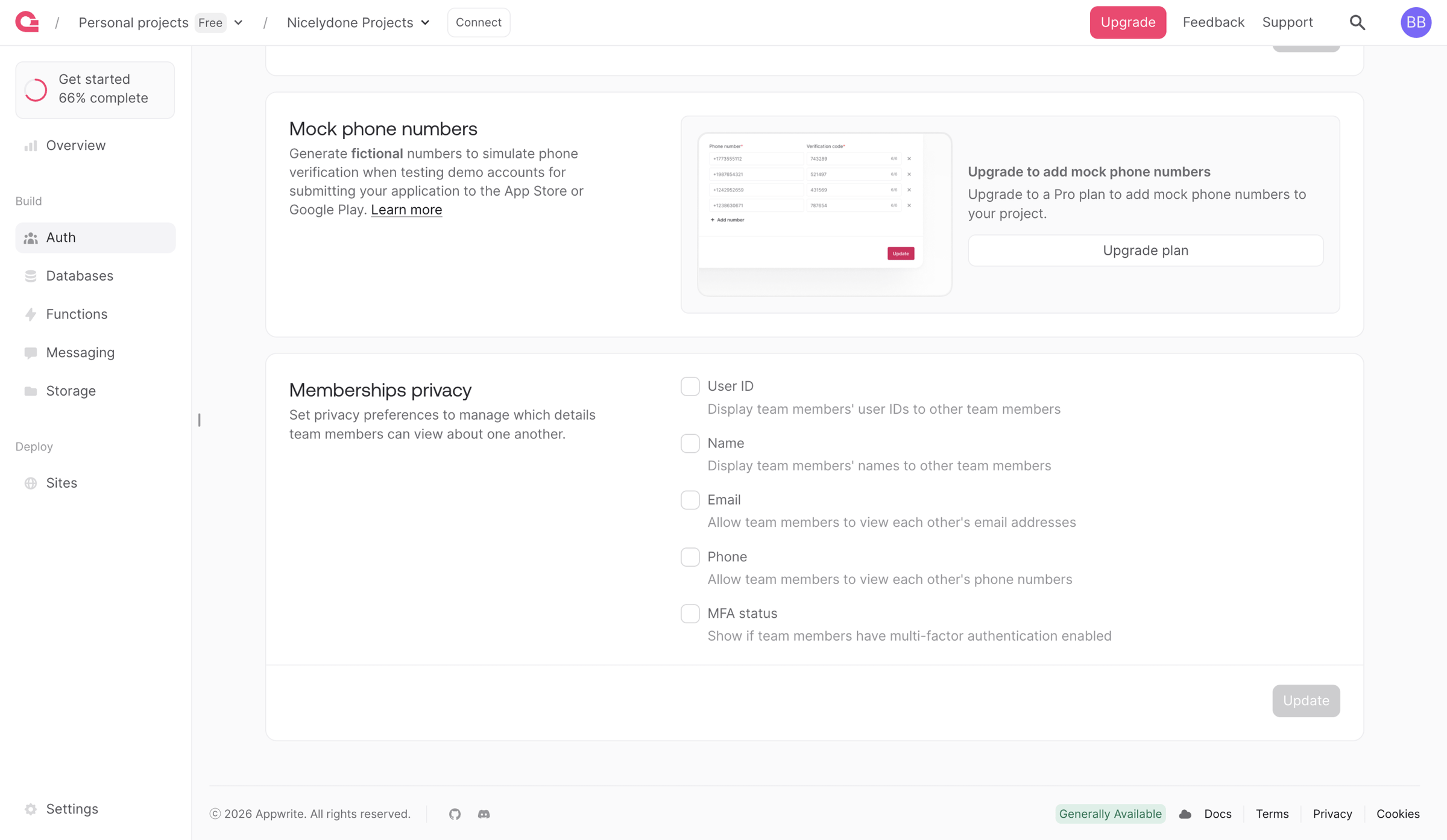 Appwrite - Team - Appwrite screen