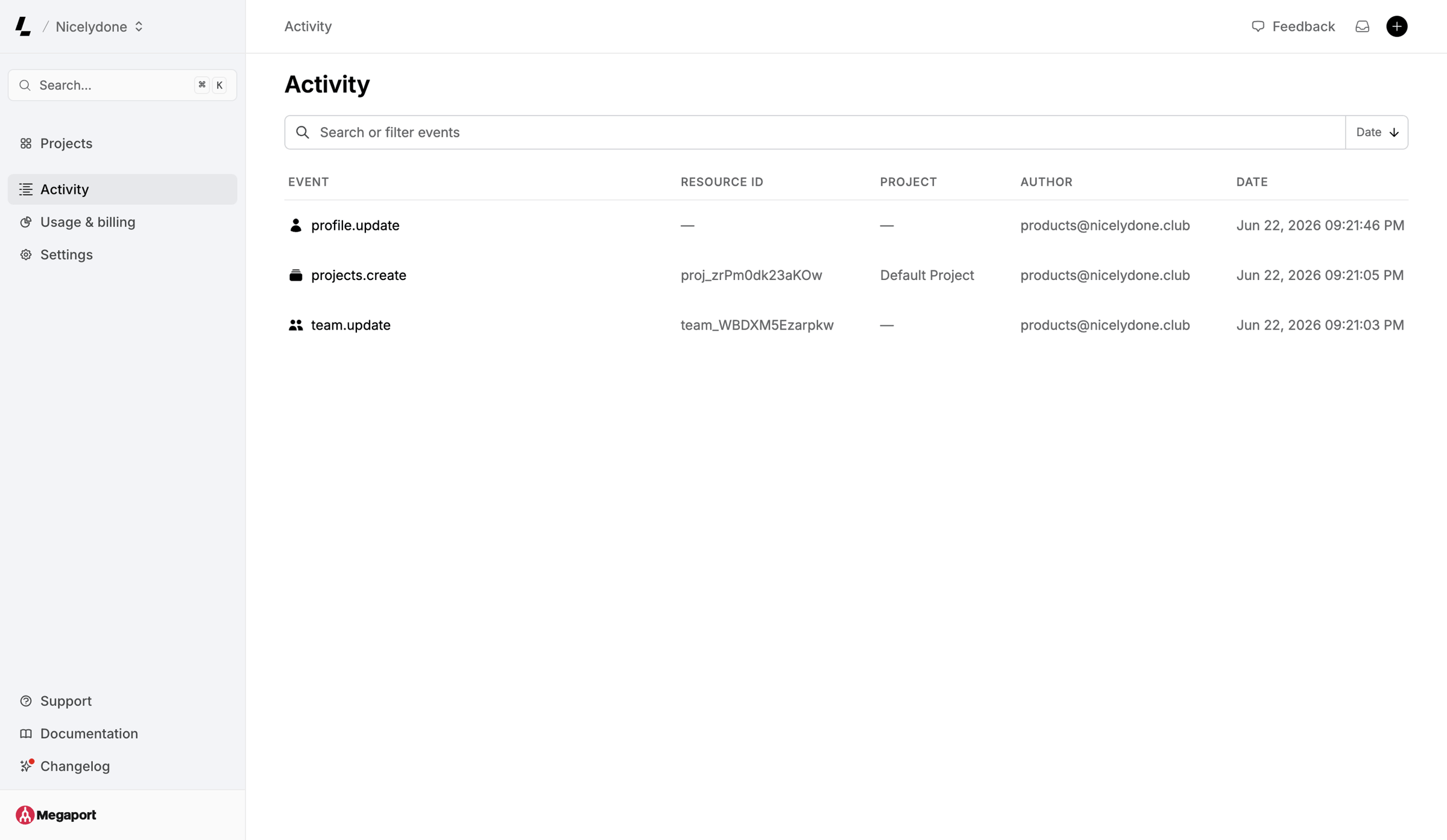 Latitude.sh - Activity – Dashboard - Latitude.sh screen