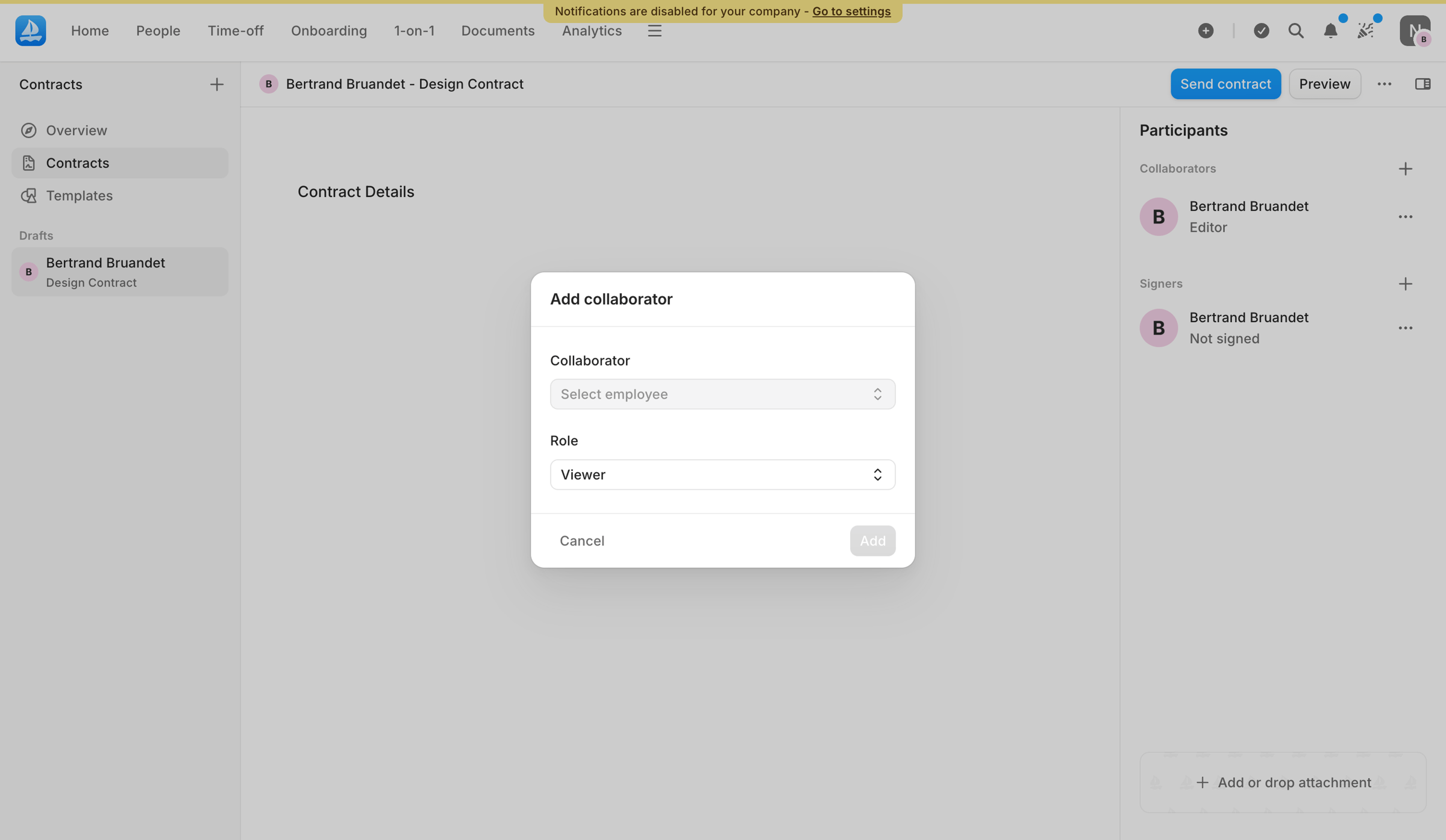 Aboard - Design Contract | Contracts | Aboard screen