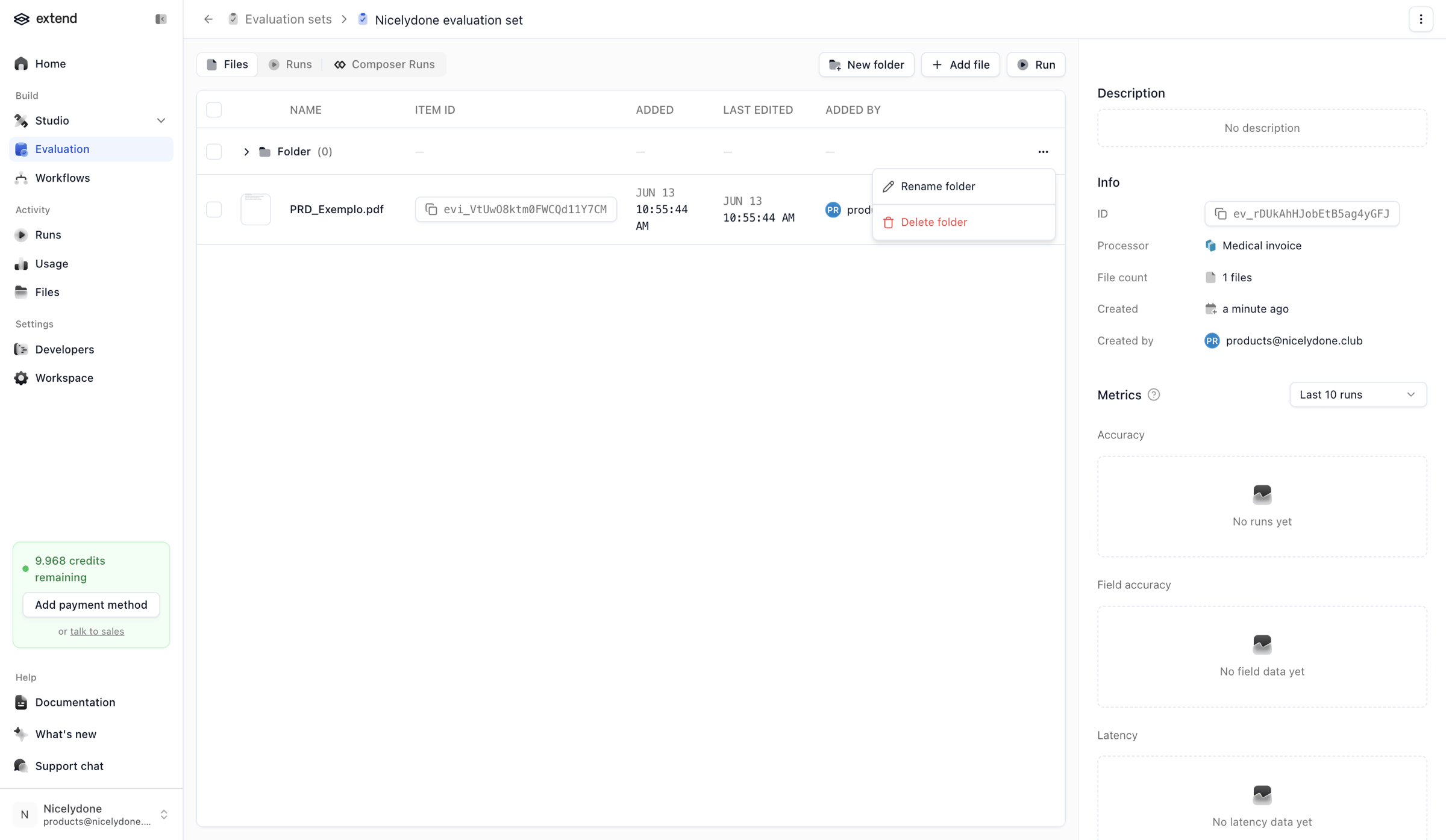 Extend - Nicelydone evaluation set | extend screen