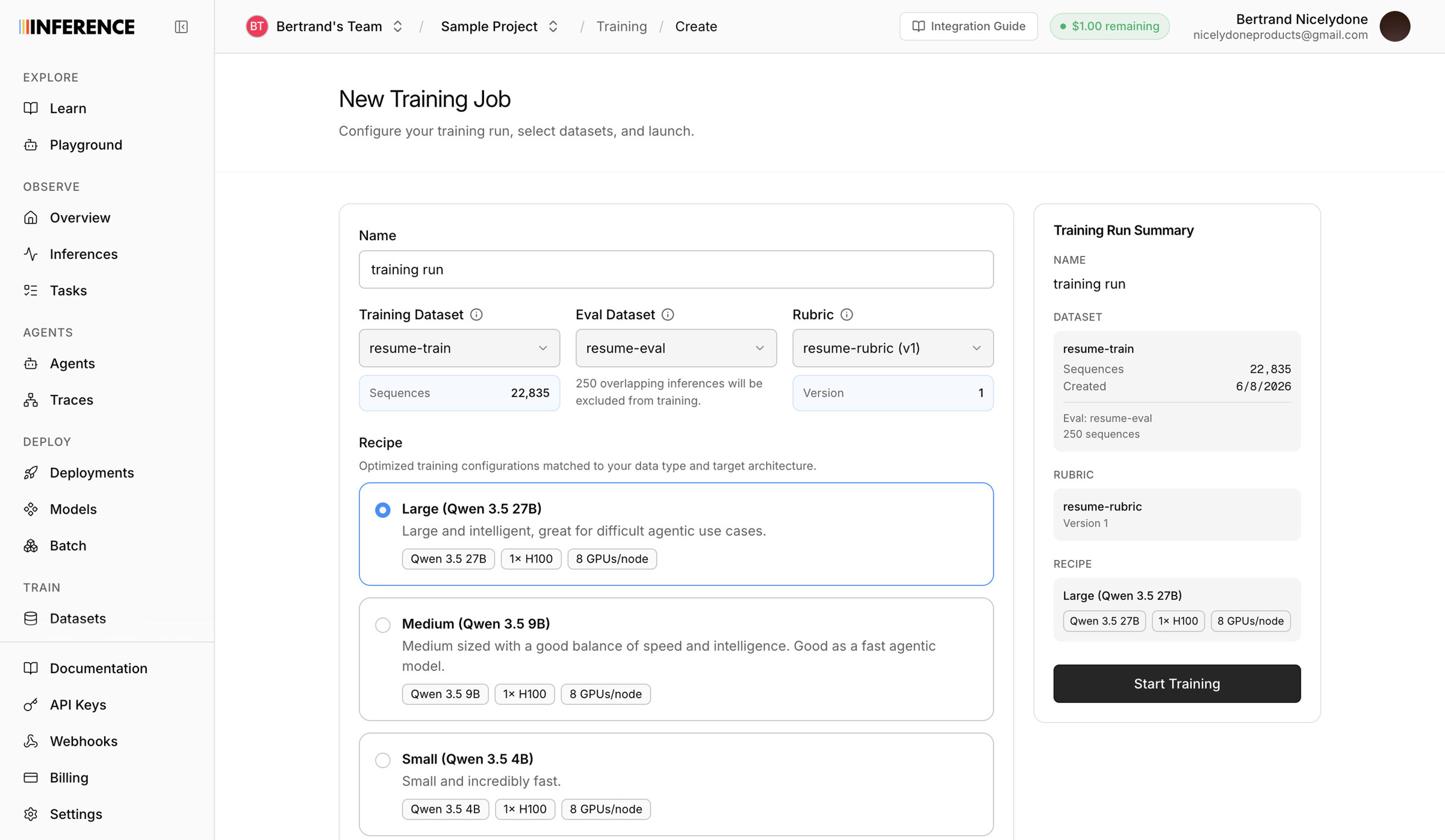 Inference - Observability | inference.net screen
