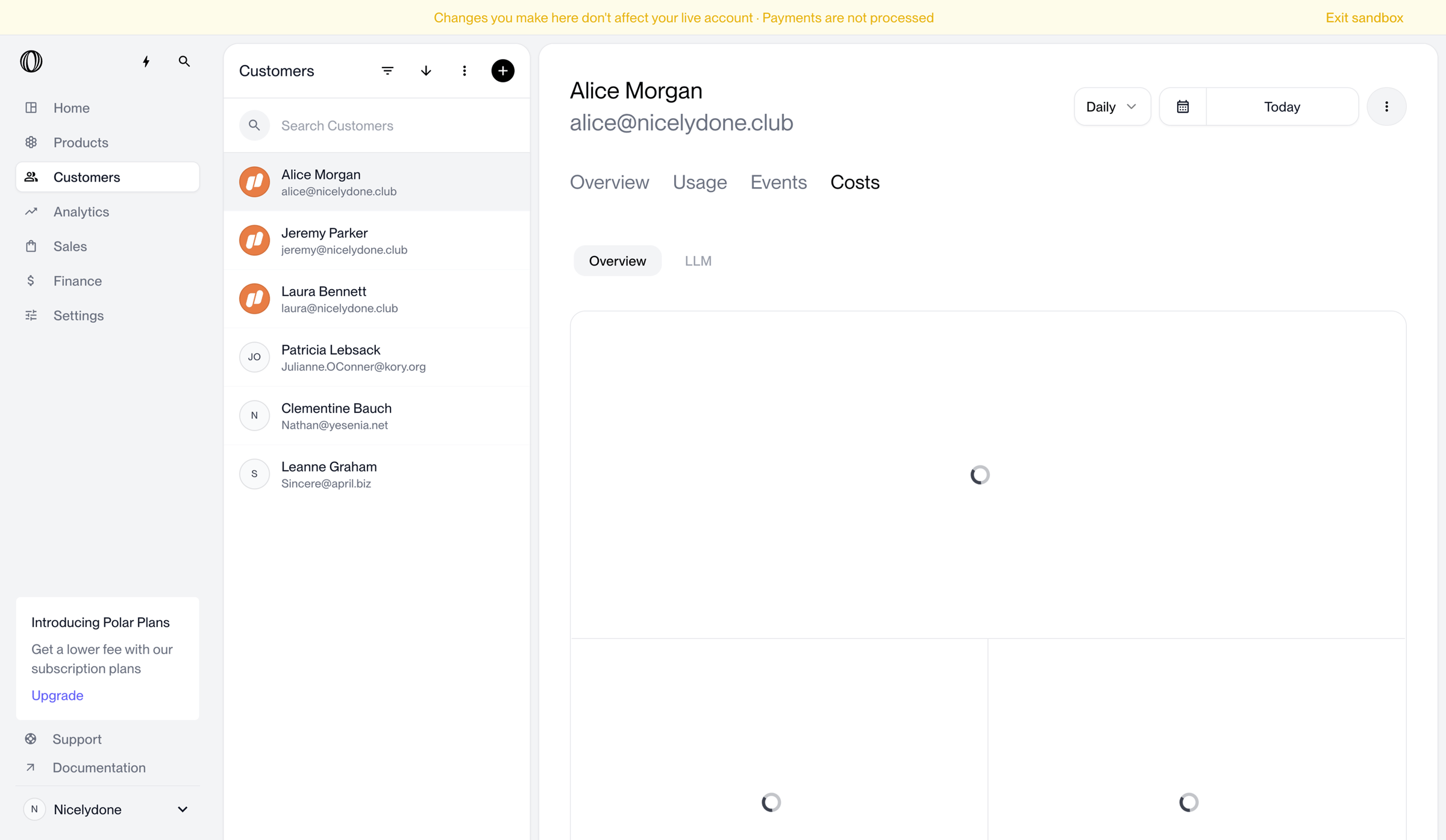 Polar - Alice Morgan · Costs | Nicelydone | Polar screen