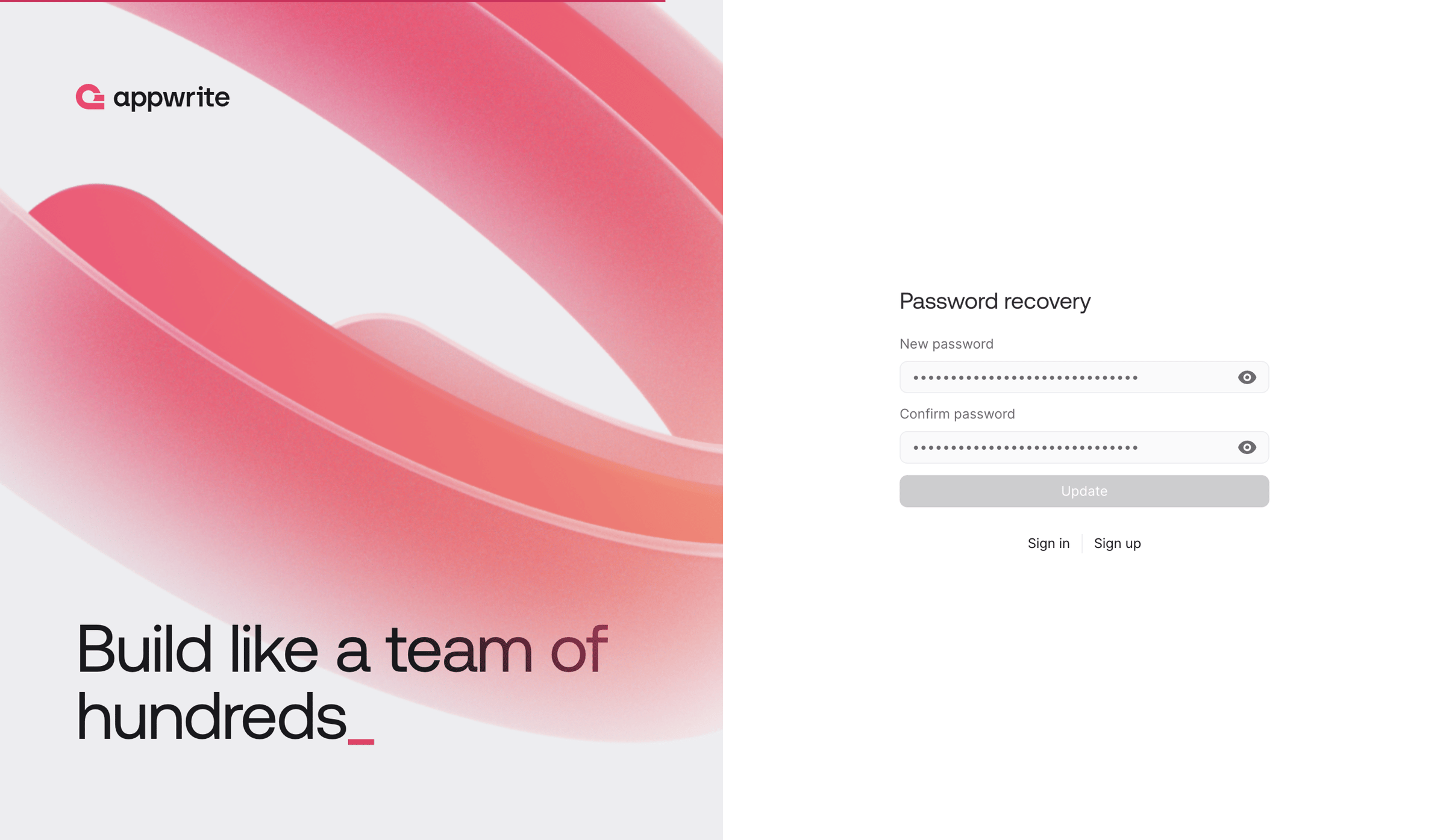Appwrite - Recover - Appwrite screen