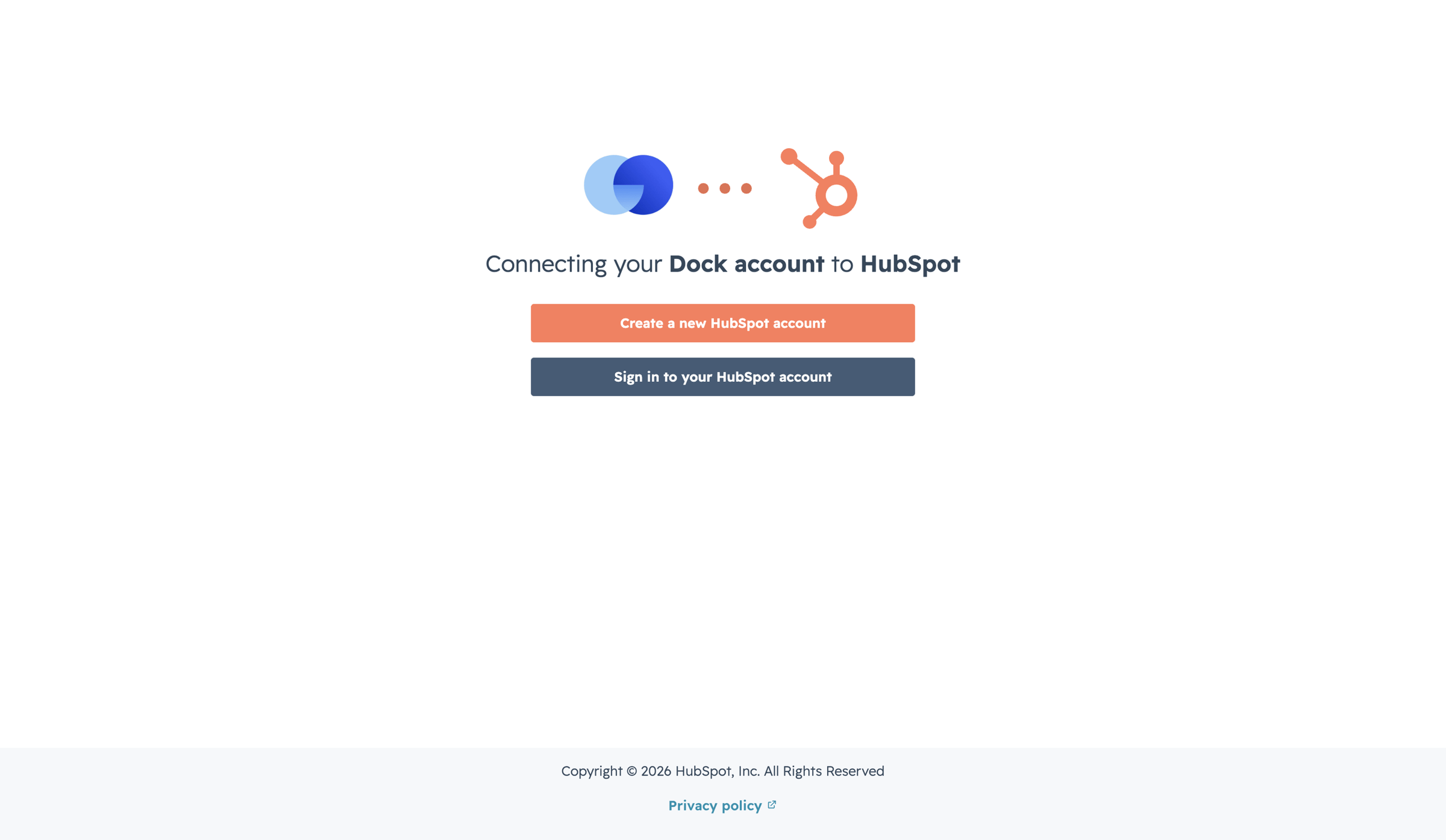 Dock - OAuth Bridge screen