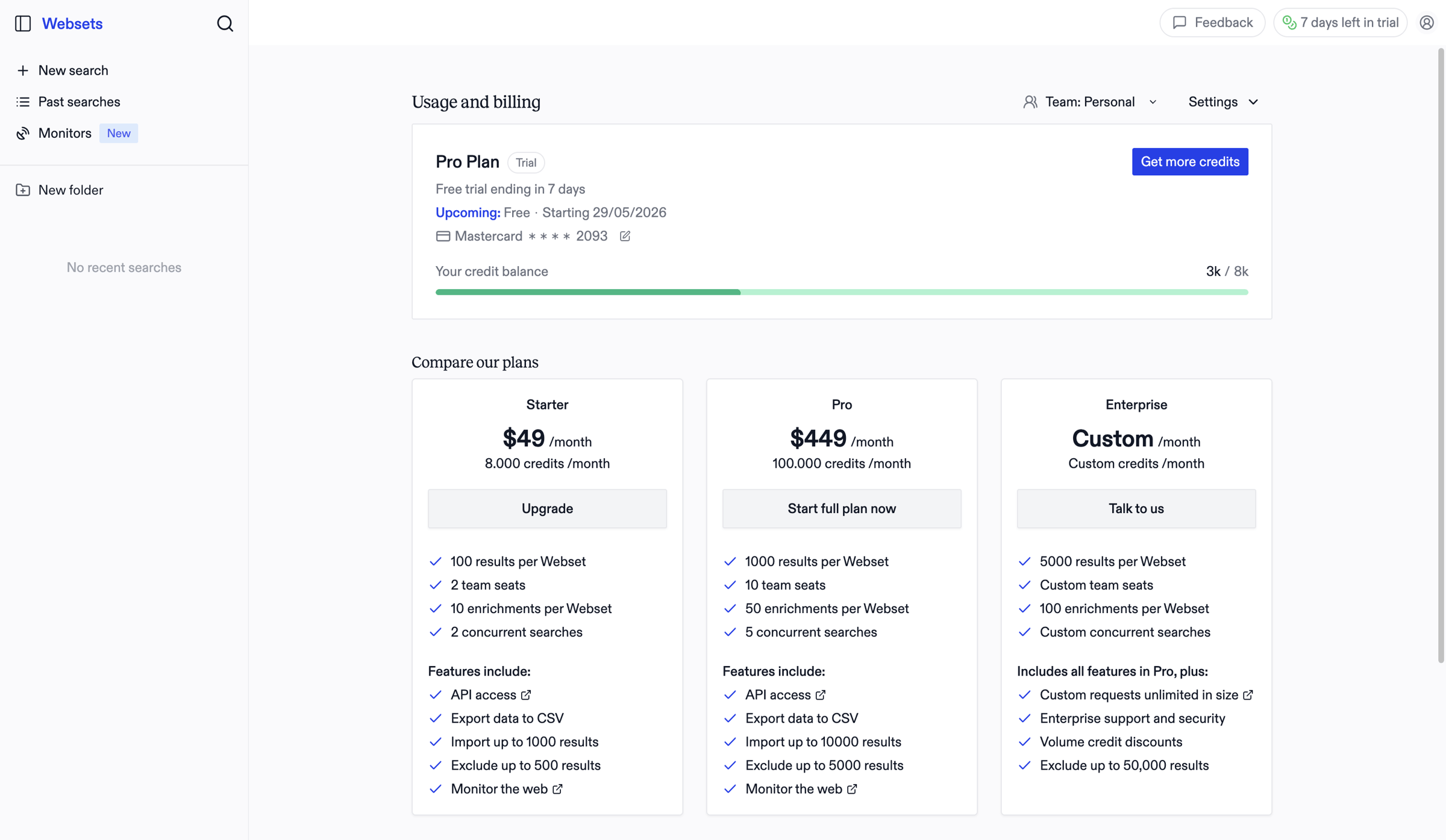 Exa - Exa Websets | People Search & B2B Lead Generation screen