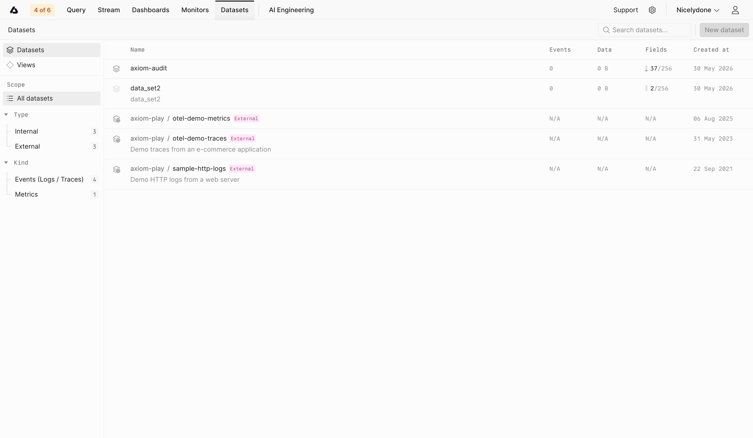Axiom - Datasets - Axiom screen