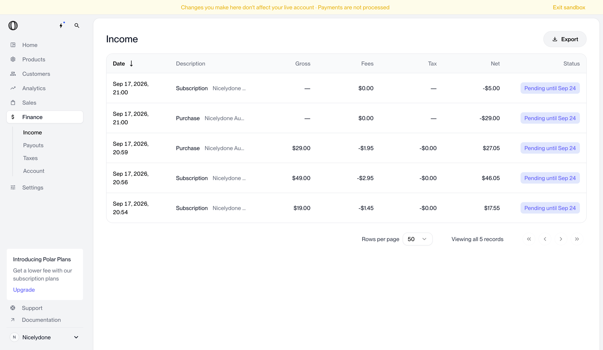 Polar - Finance - Income | Nicelydone | Polar screen