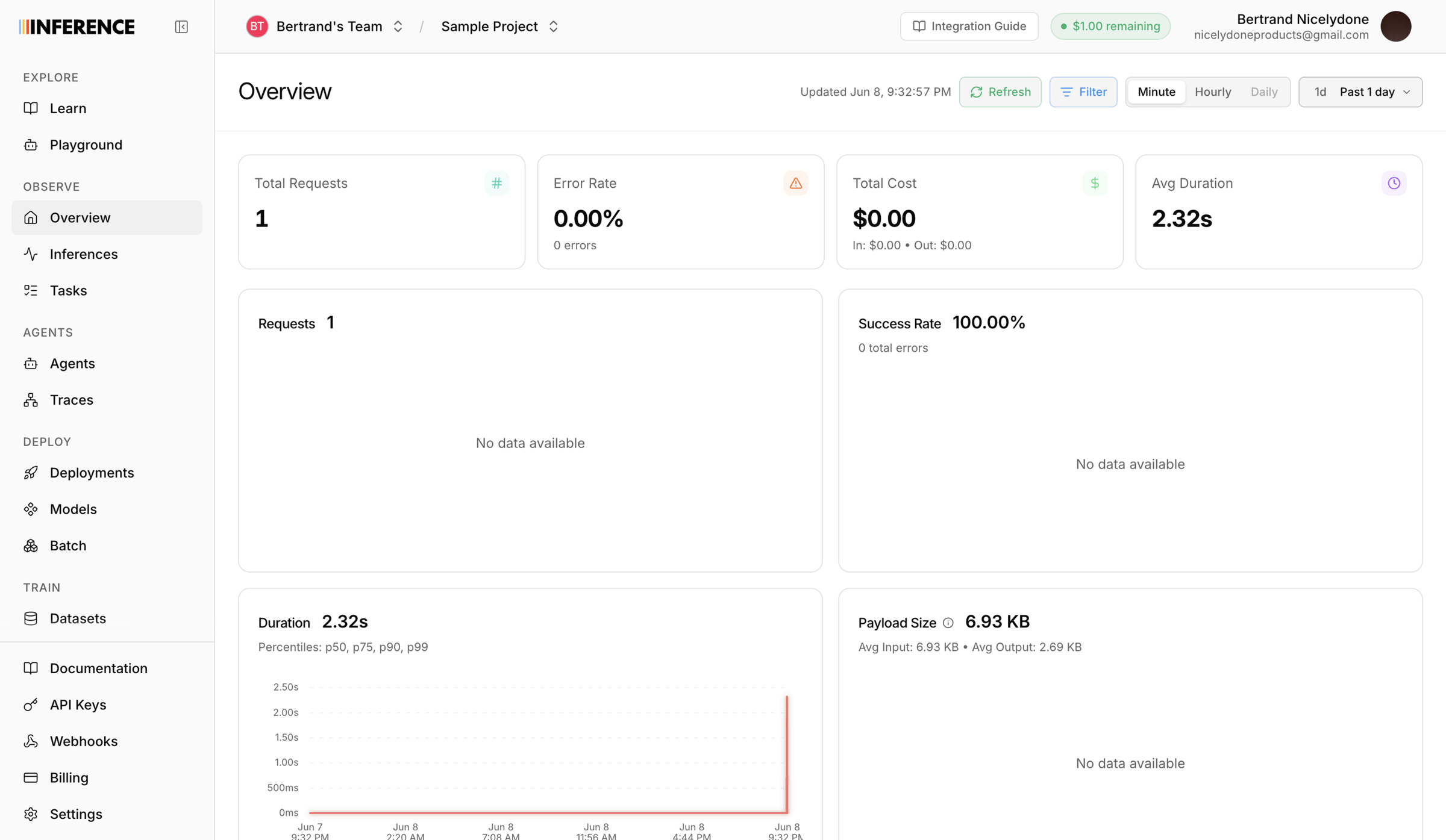 Inference - Observability | inference.net screen