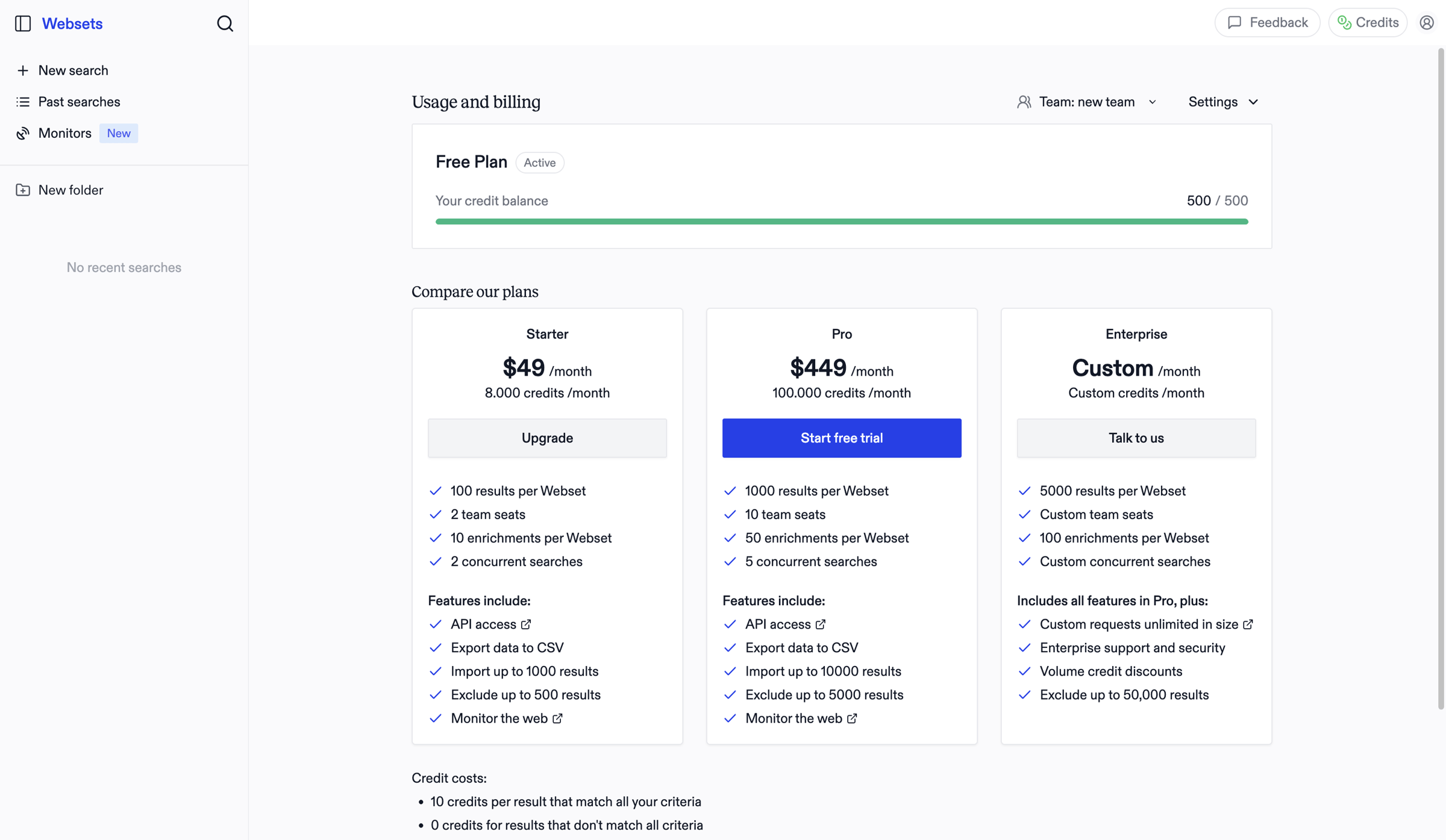 Exa - Exa Websets | People Search & B2B Lead Generation screen