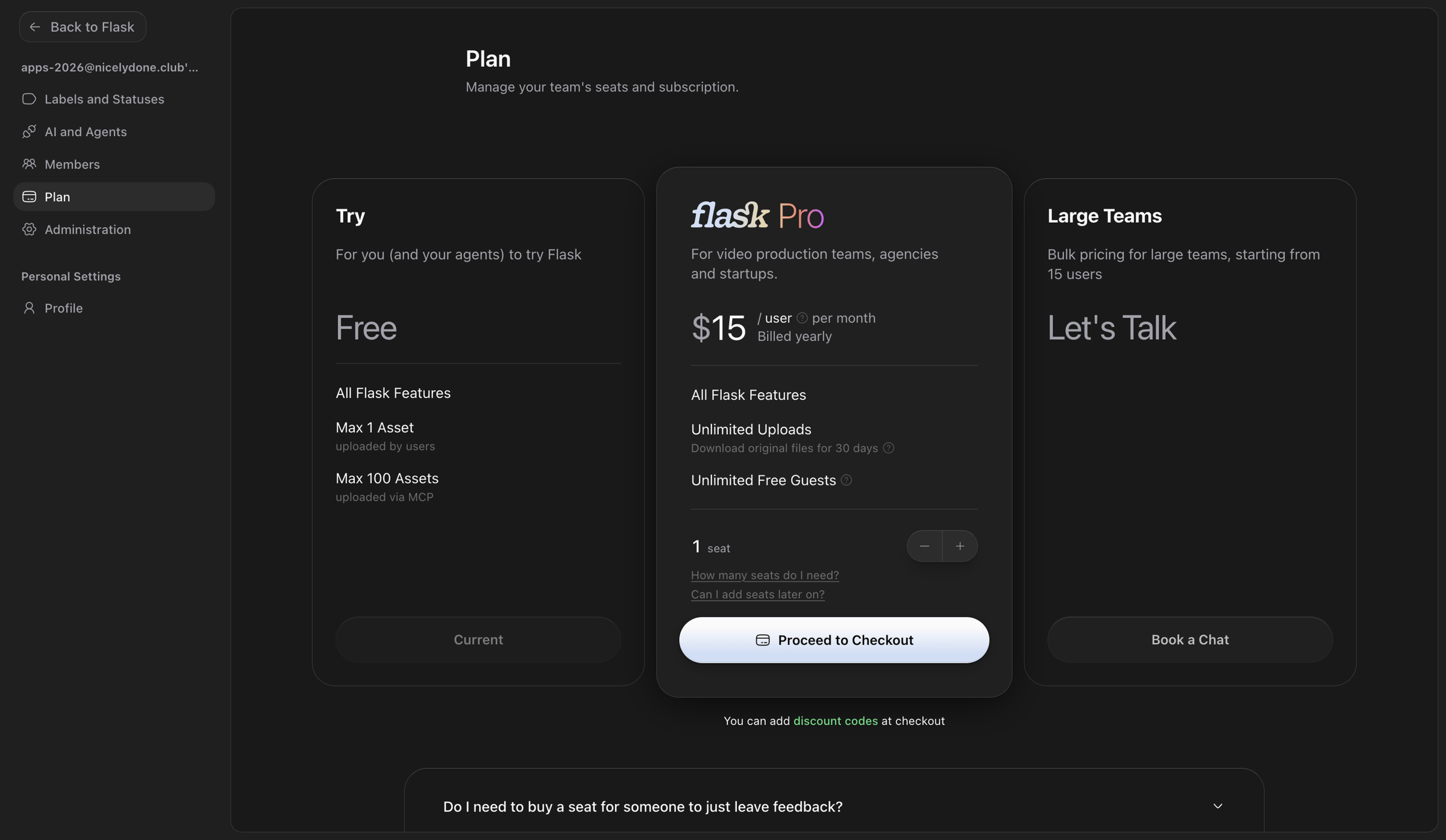 Flask screen