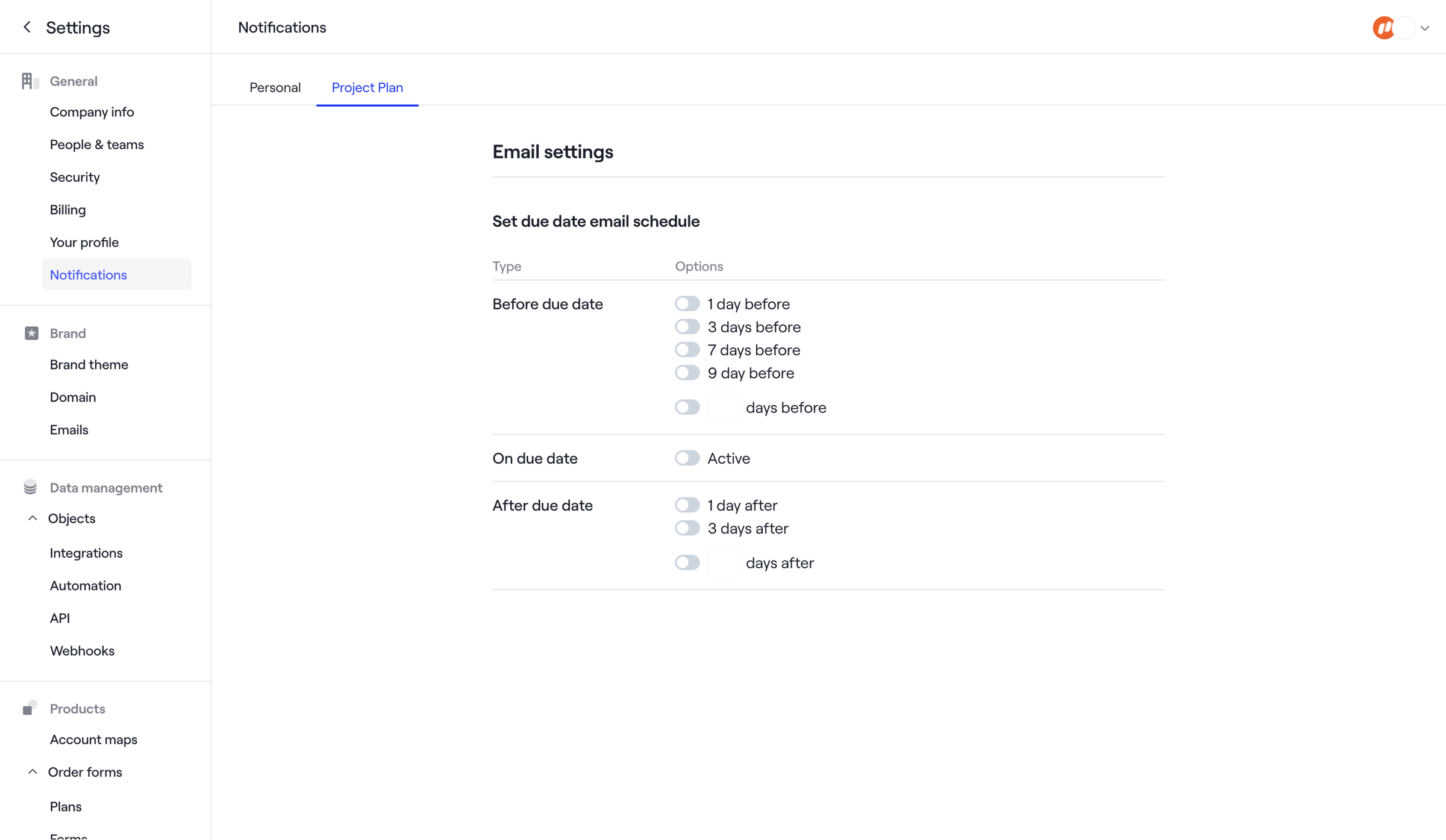 Dock - Dock · Settings screen
