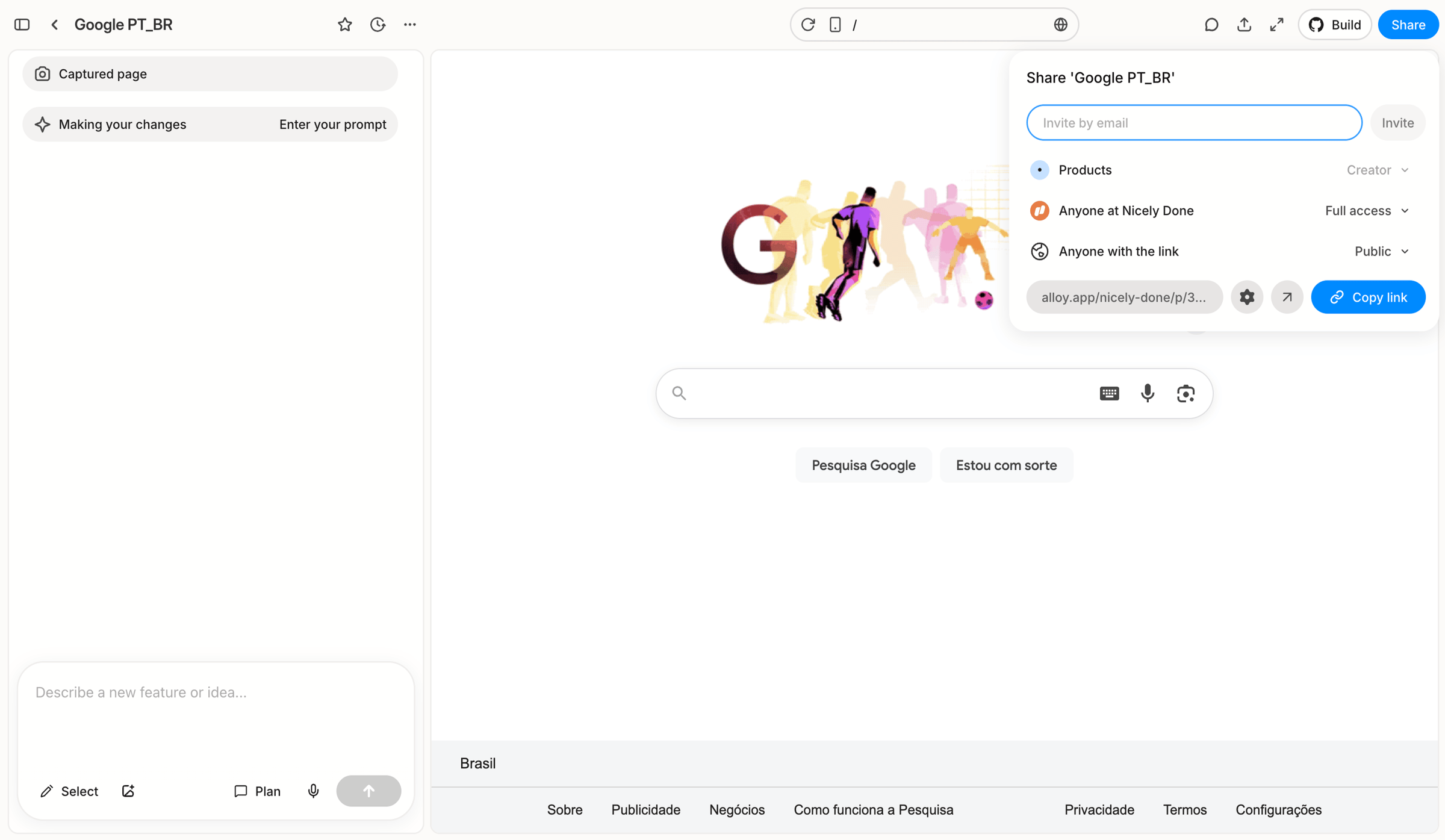 Alloy - Google PT_BR screen