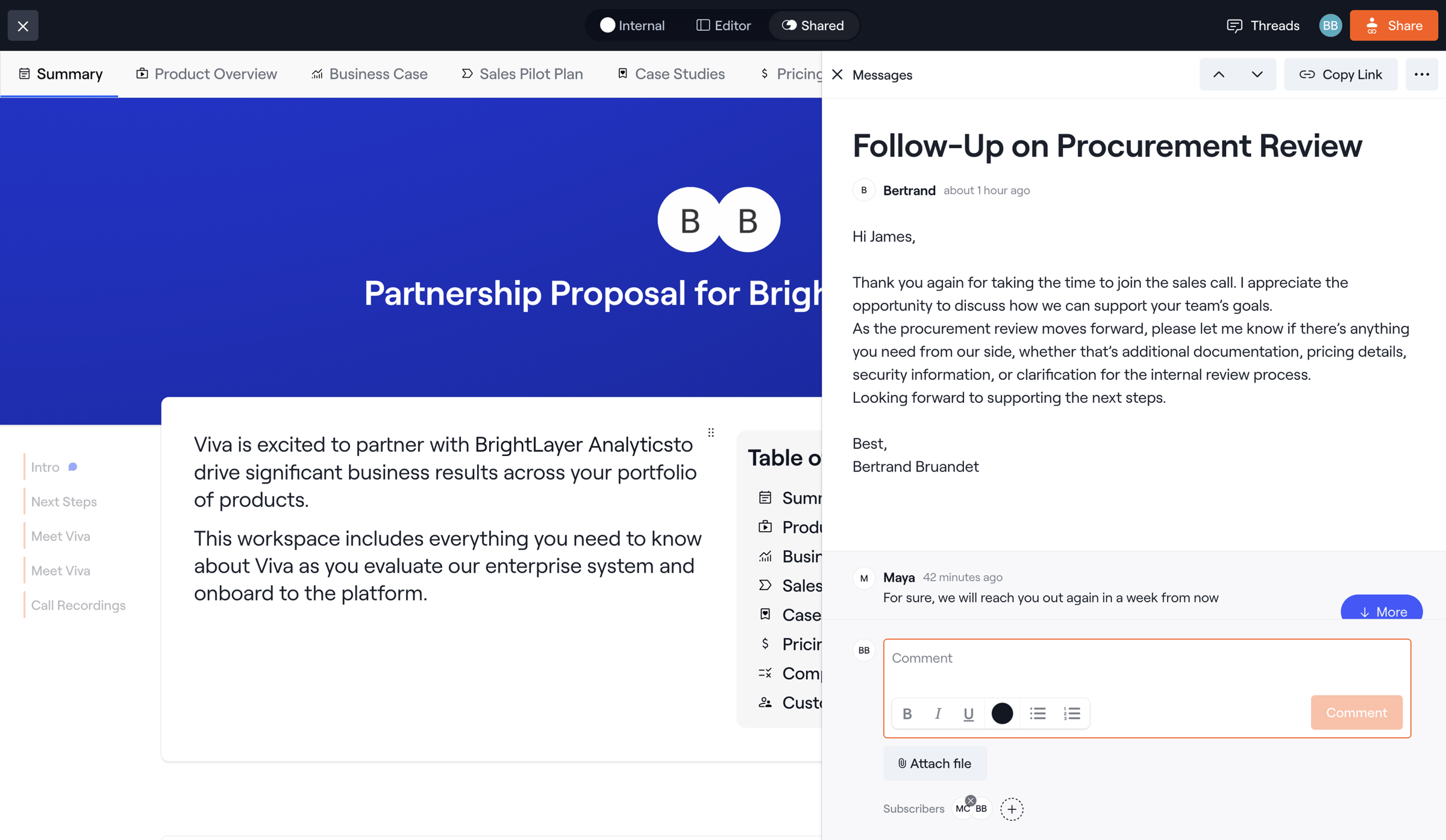 Dock - BrightLayer Analytics Expansion Workspace screen