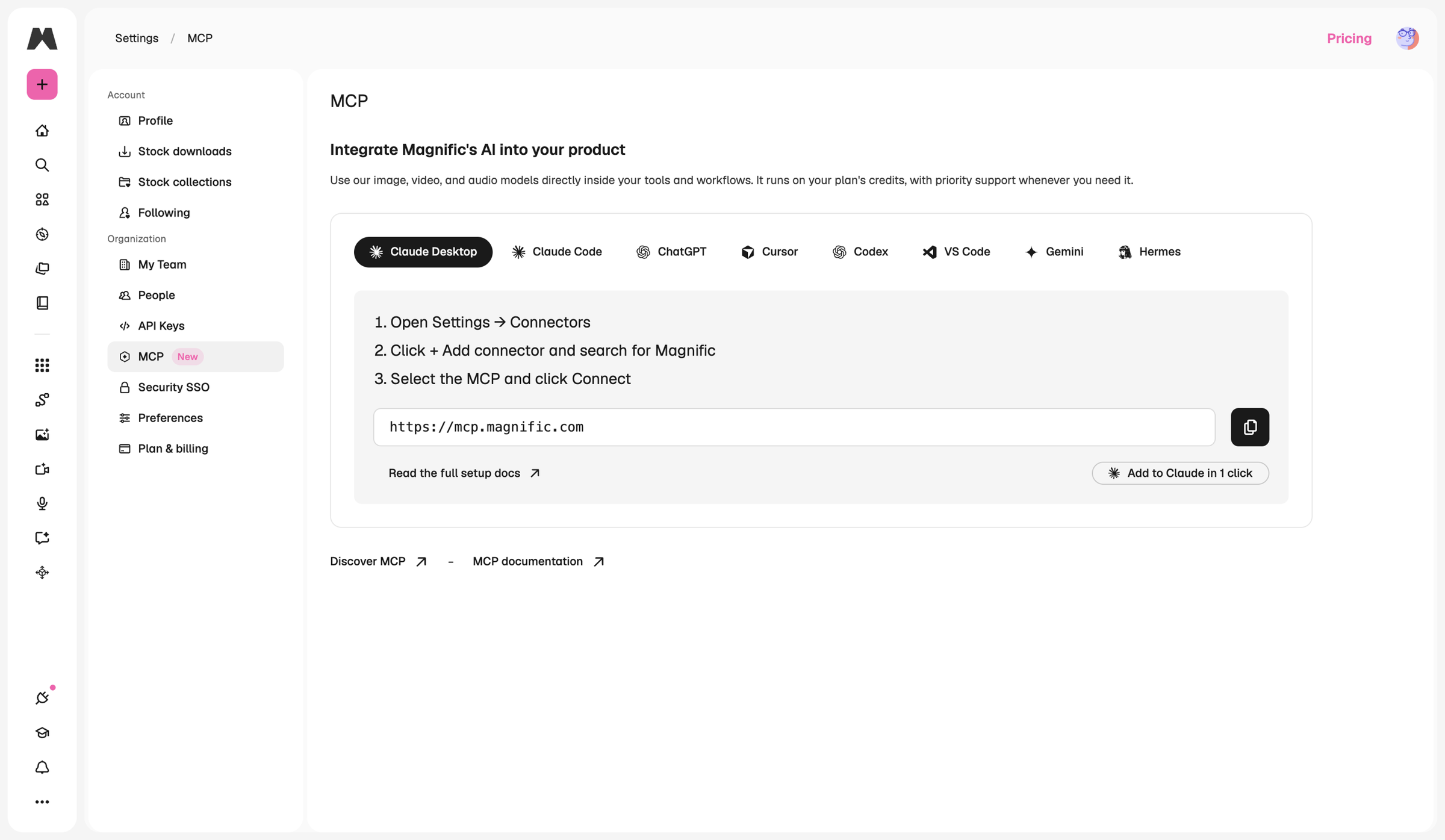 Magnific - MCP screen