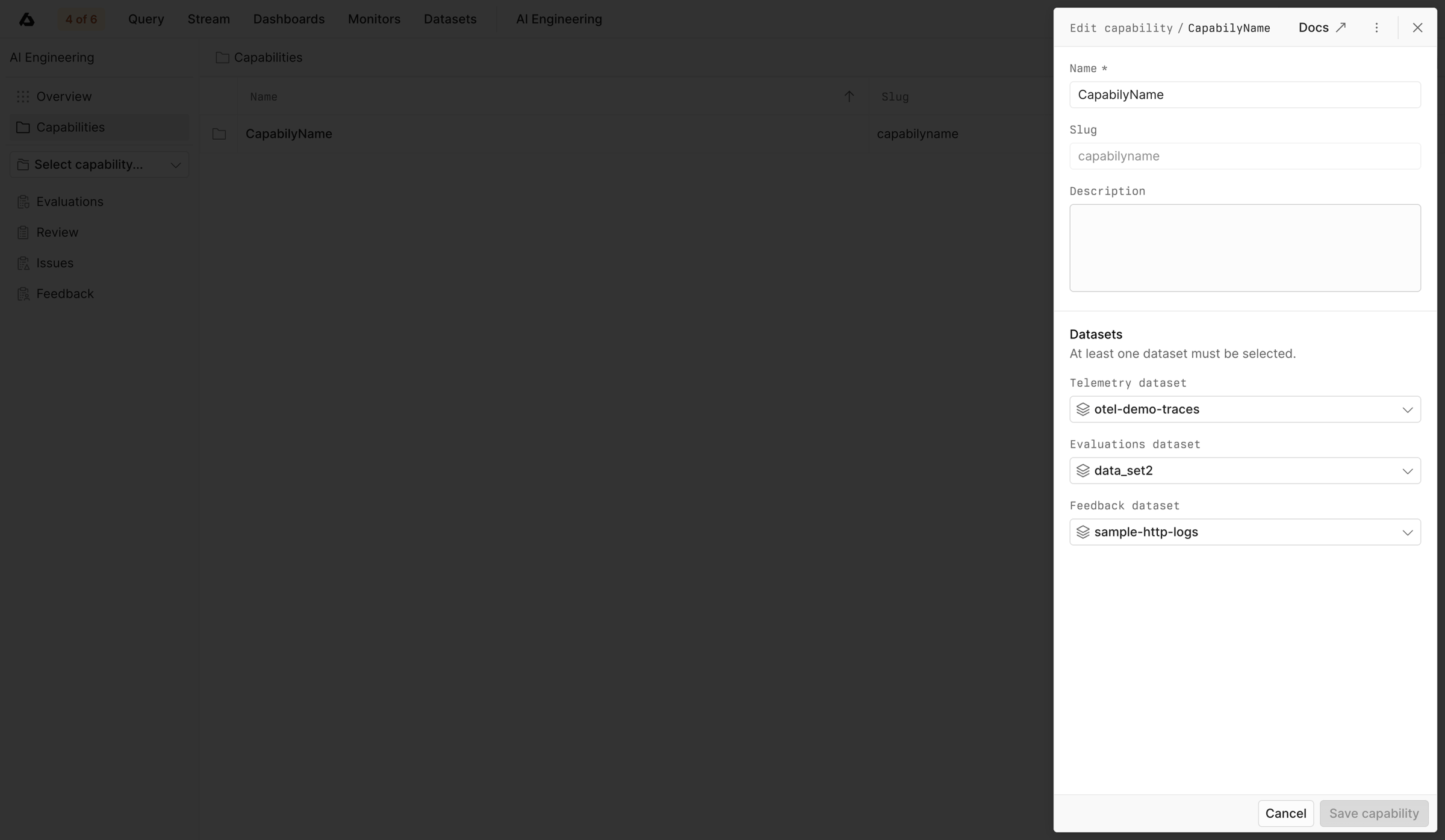 Axiom - Manage Capabilities - Axiom screen