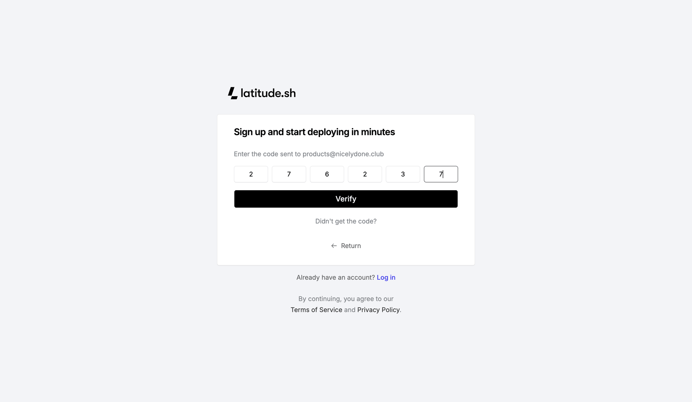 Latitude.sh - Sign up – Dashboard - Latitude.sh screen