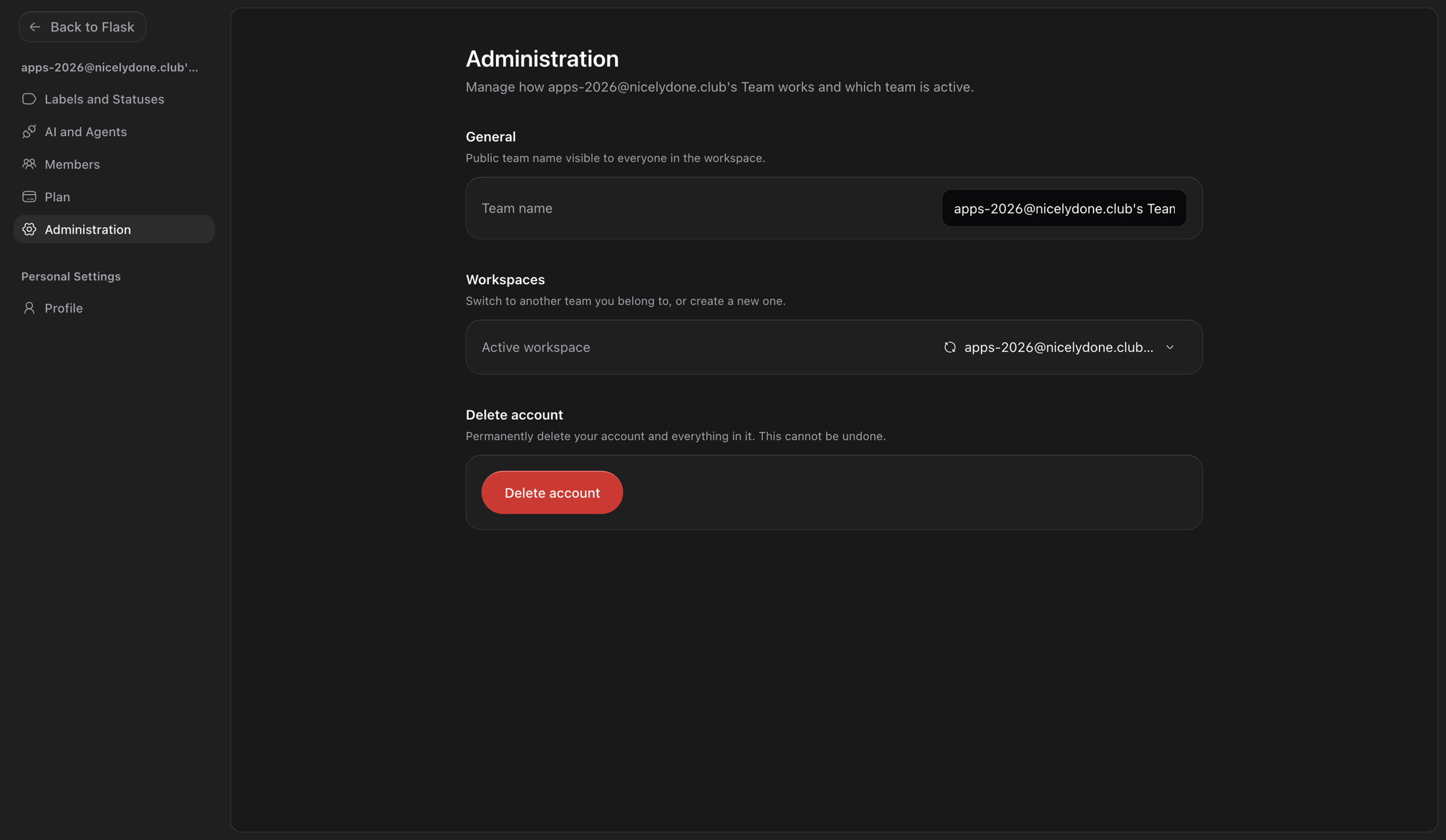 Flask screen