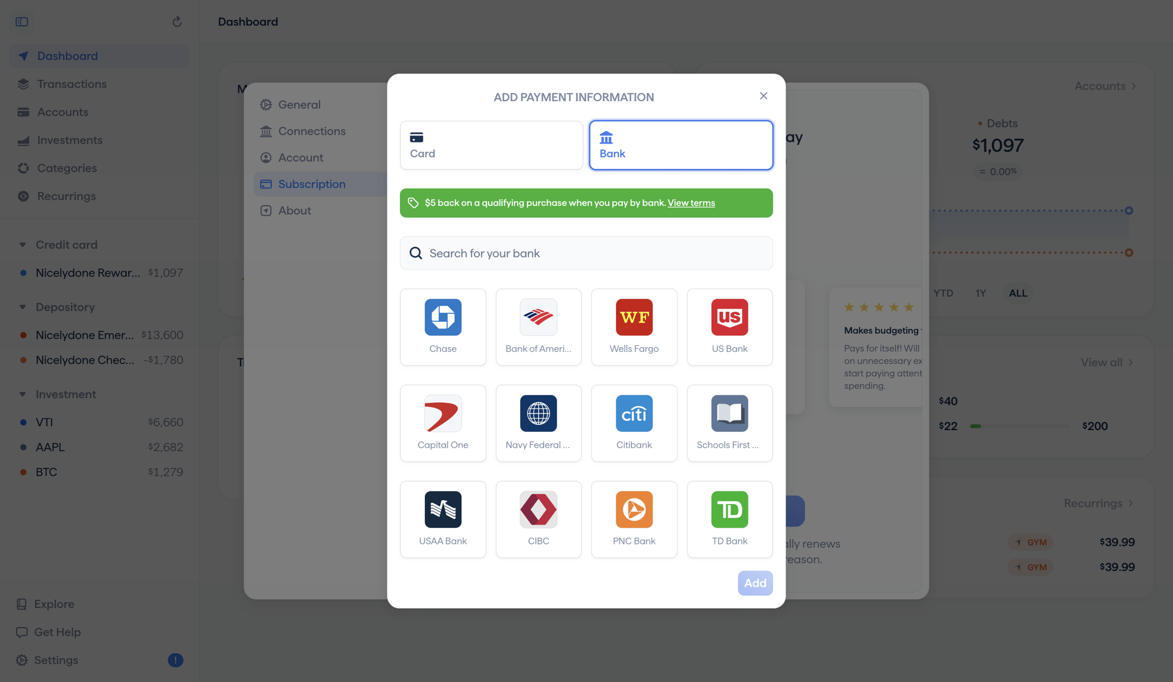 Copilot - Copilot Money | Dashboard screen
