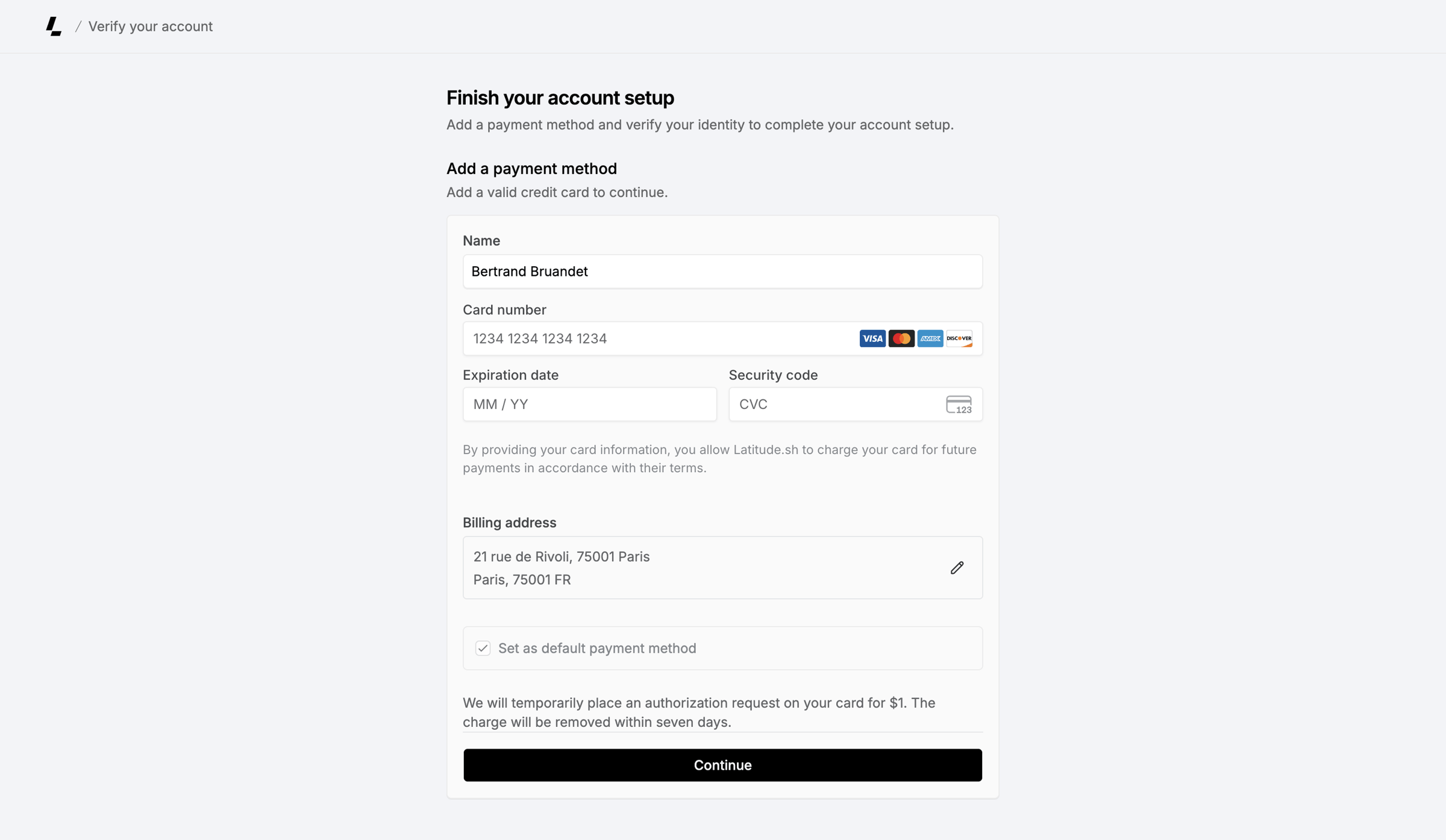 Latitude.sh - Account verification – Dashboard - Latitude.sh screen