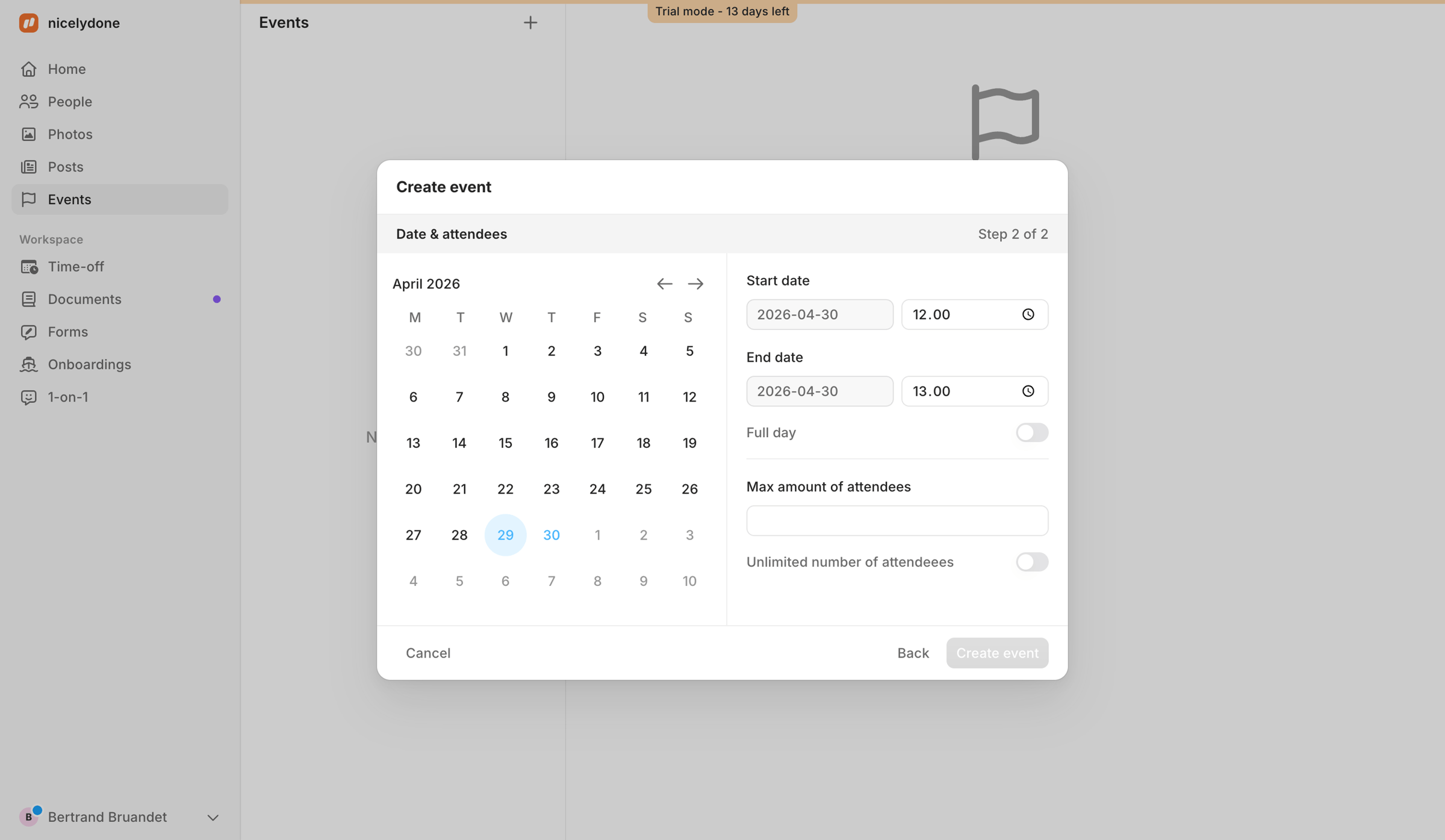 Aboard - Events | Aboard screen