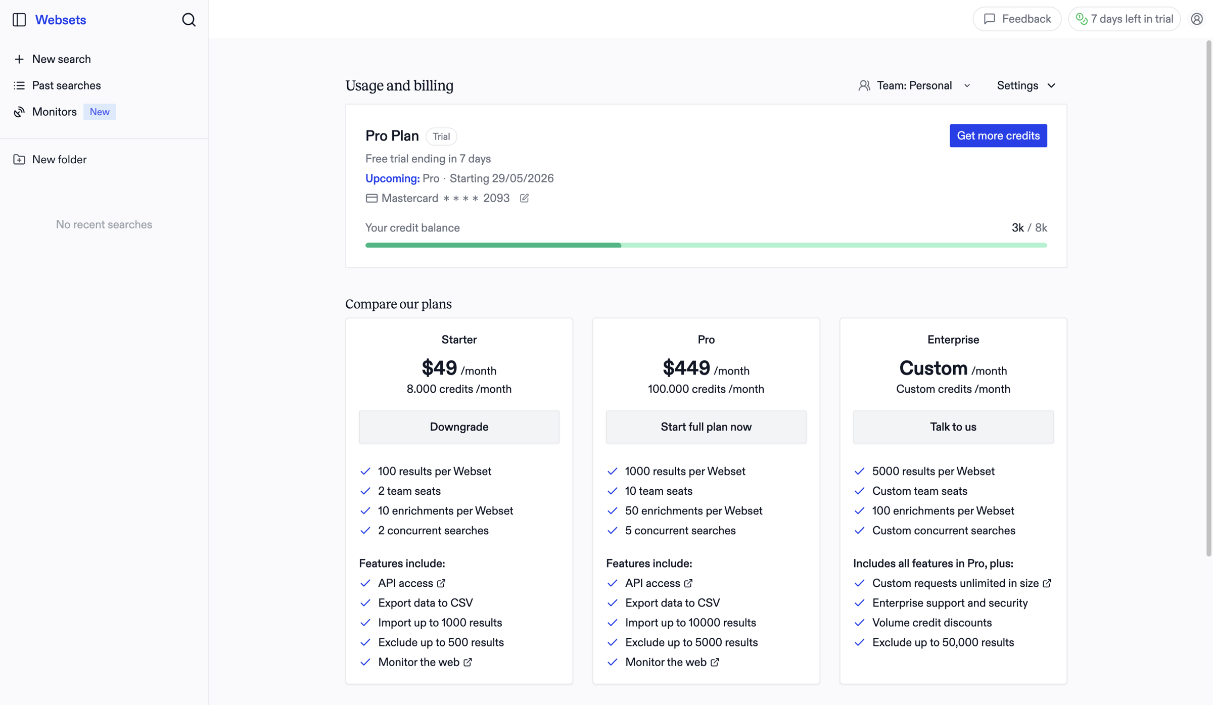 Exa - Exa Websets | People Search & B2B Lead Generation screen