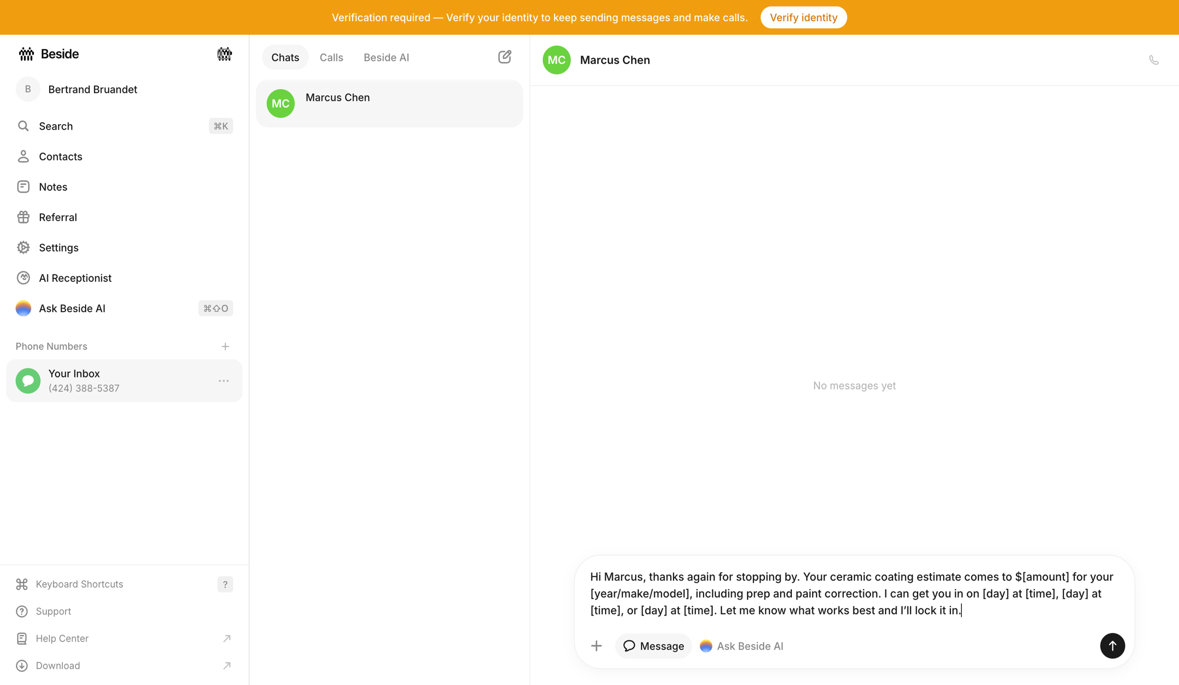 Beside - Chats - Your Inbox - Beside screen