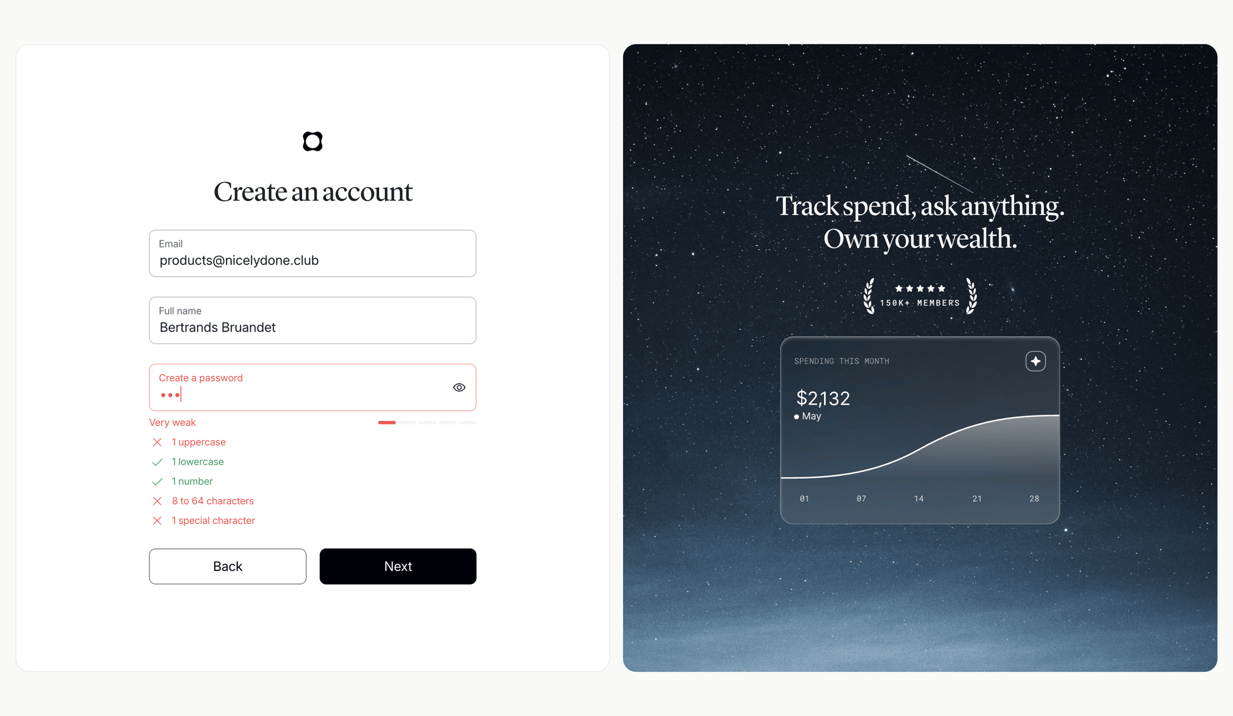 Origin Financial screen