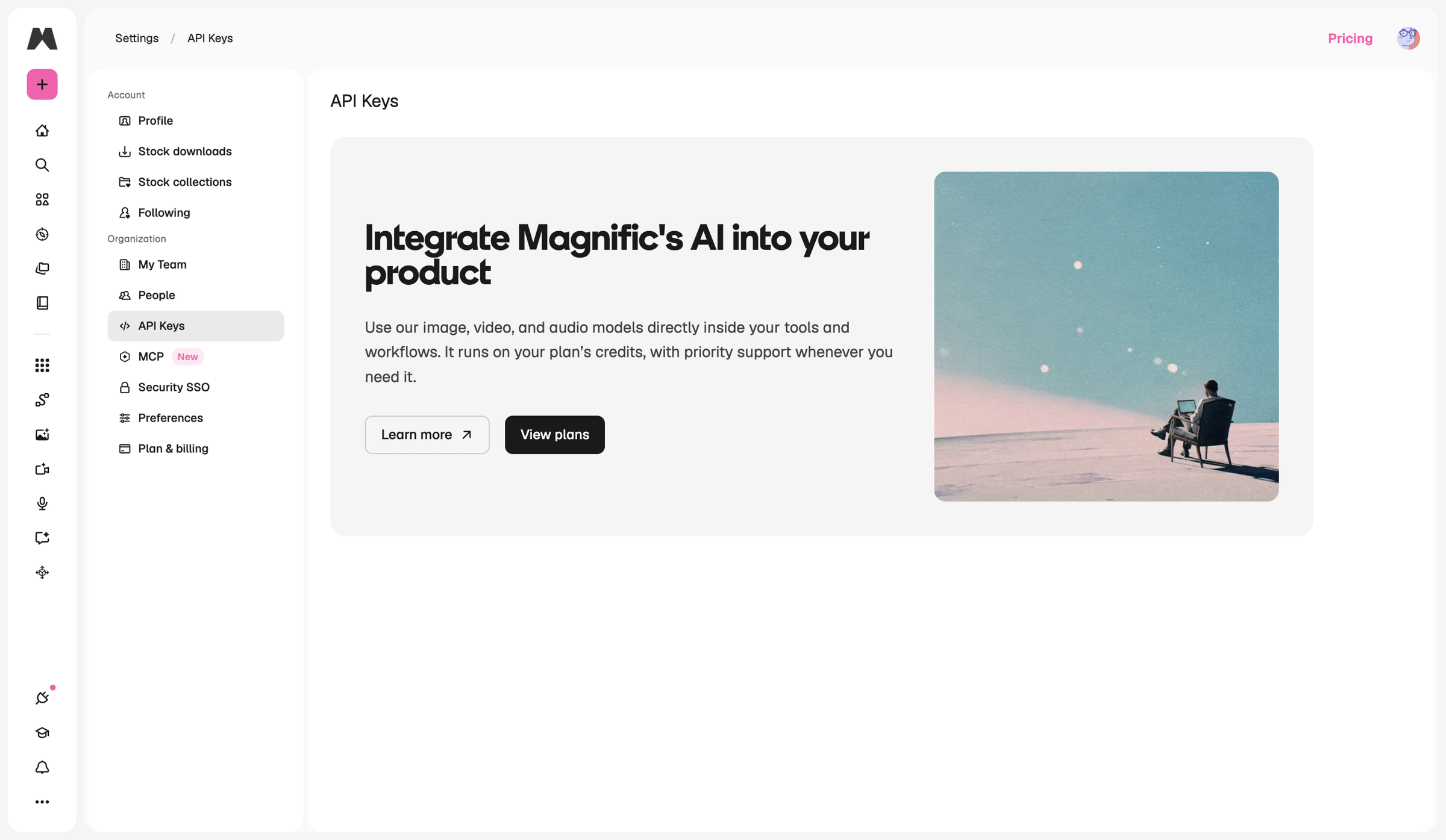 Magnific - API Keys screen