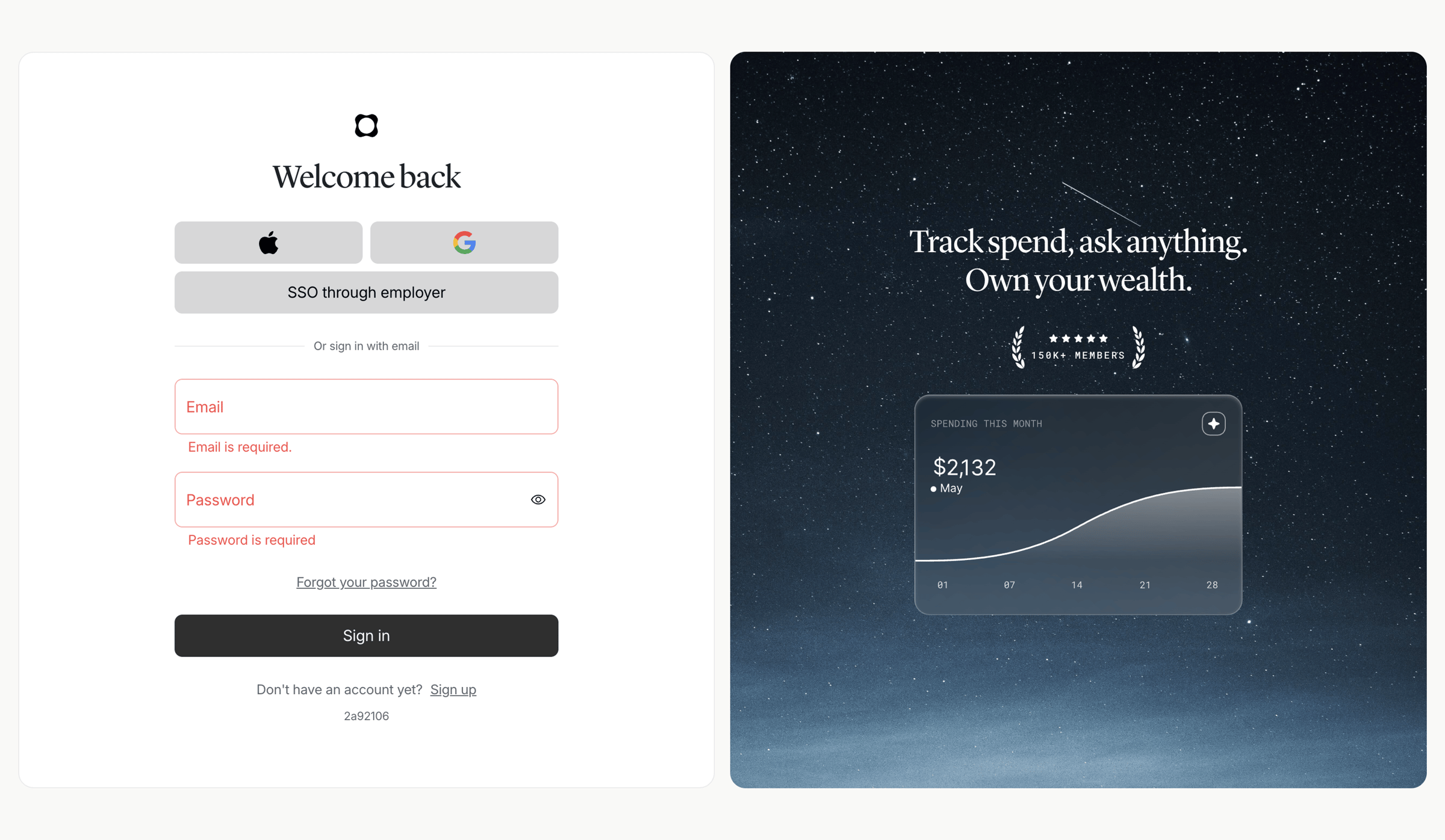 Origin Financial screen
