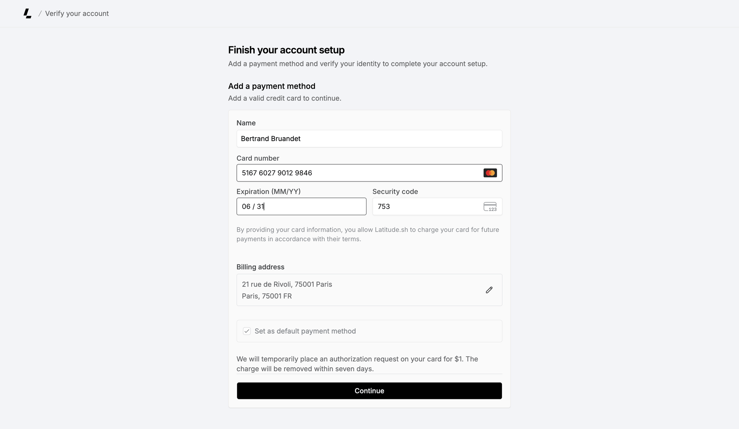 Account verification – Dashboard - Latitude.sh from Latitude.sh