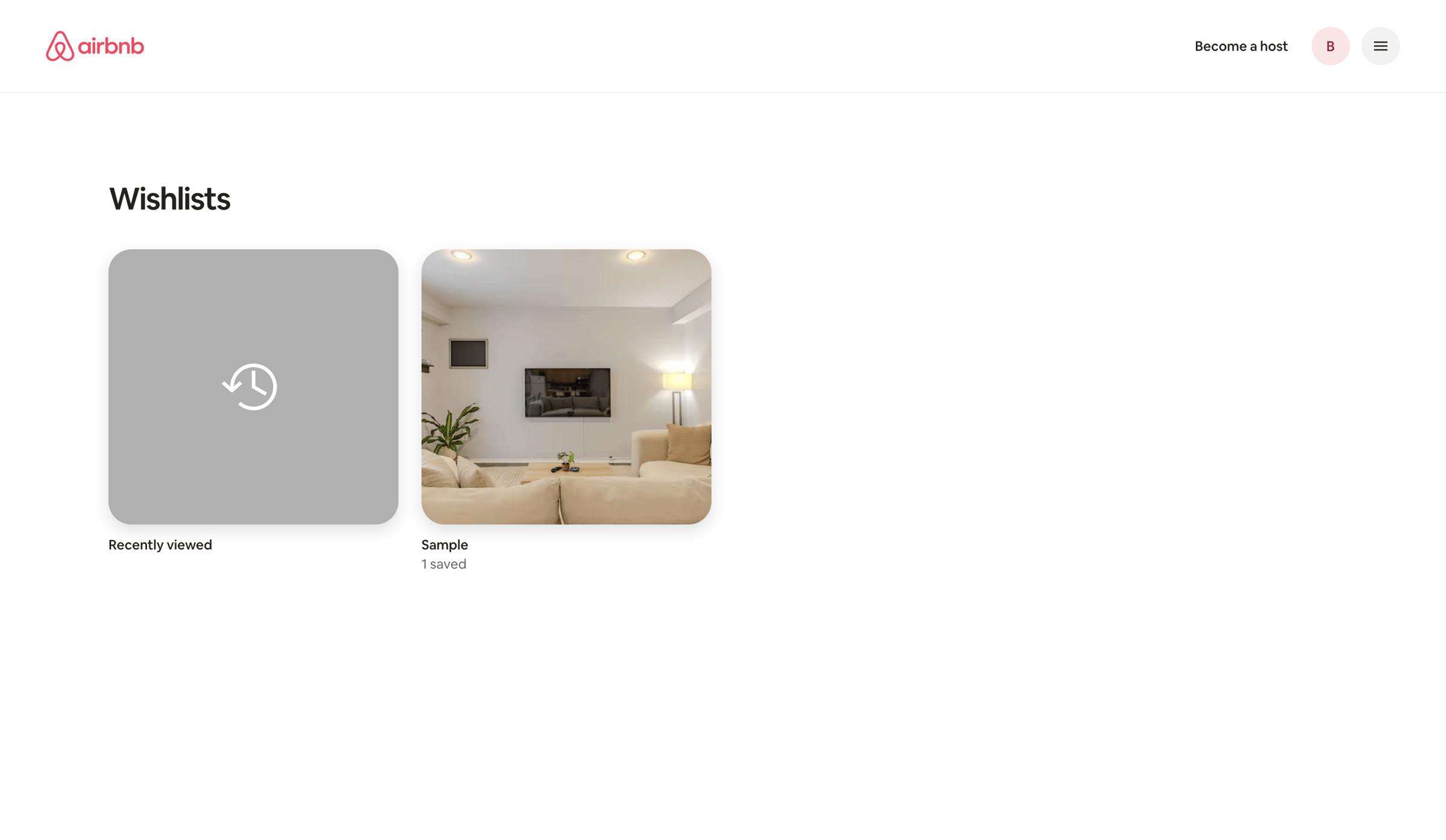 Airbnb - Your lists · Wishlists - Airbnb screen